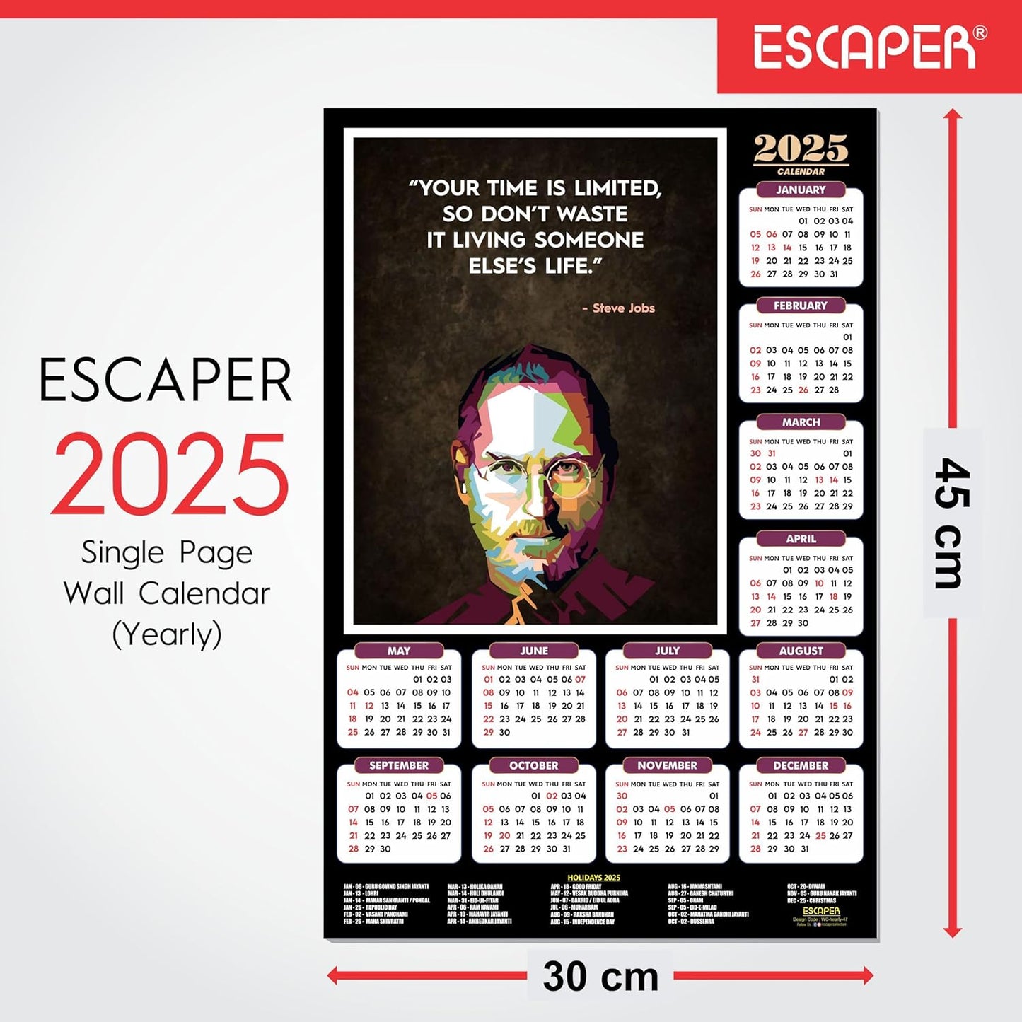 Motivational Wall Calendar 2025