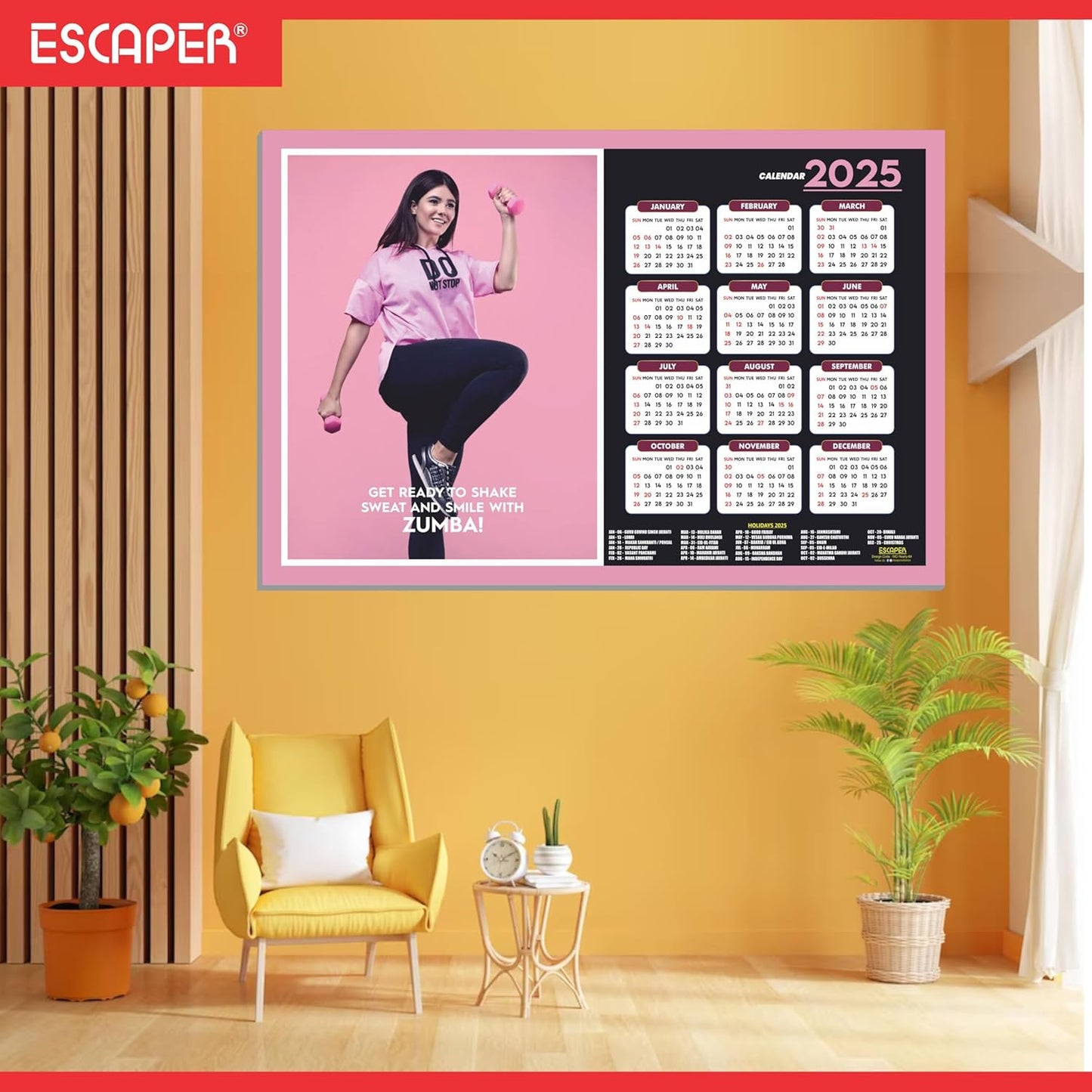 Zumba Wall Calendar 2025 (Pack of 6 Units)