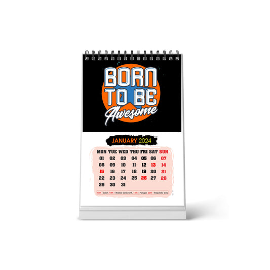 ESCAPER Born Awesome Desktop Calendar 2024 with Motivational Quotes