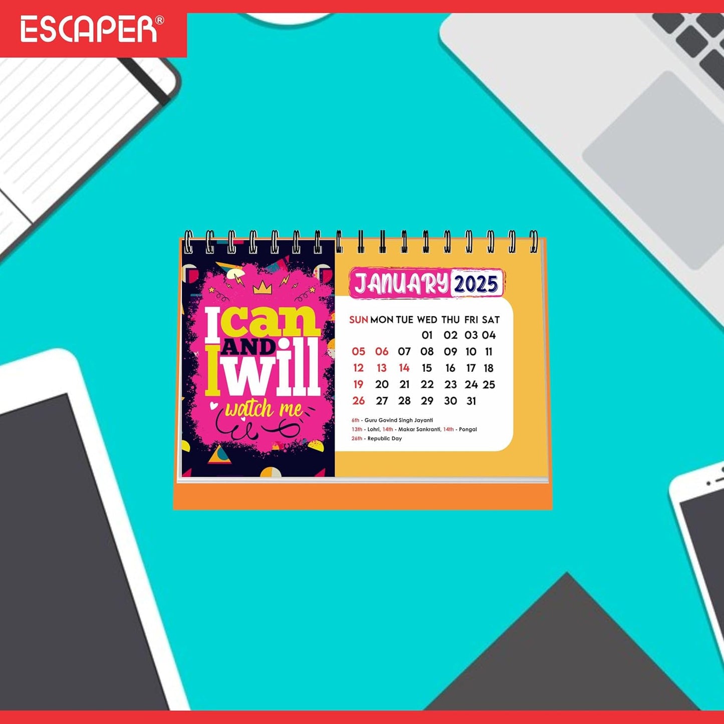 ESCAPER Motivational Desk Calendar 2025