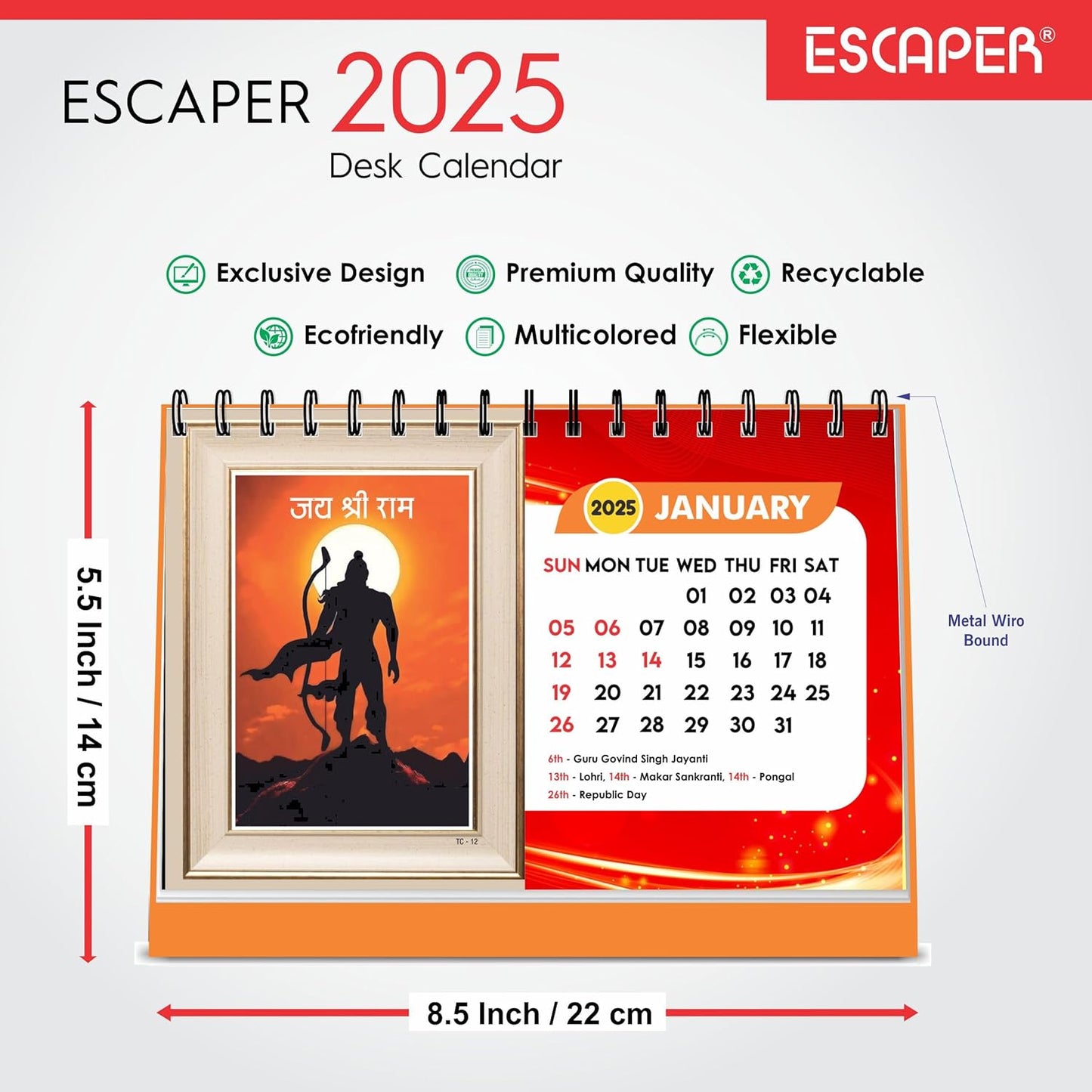 ESCAPER All Hindu God Desk Calendar 2025