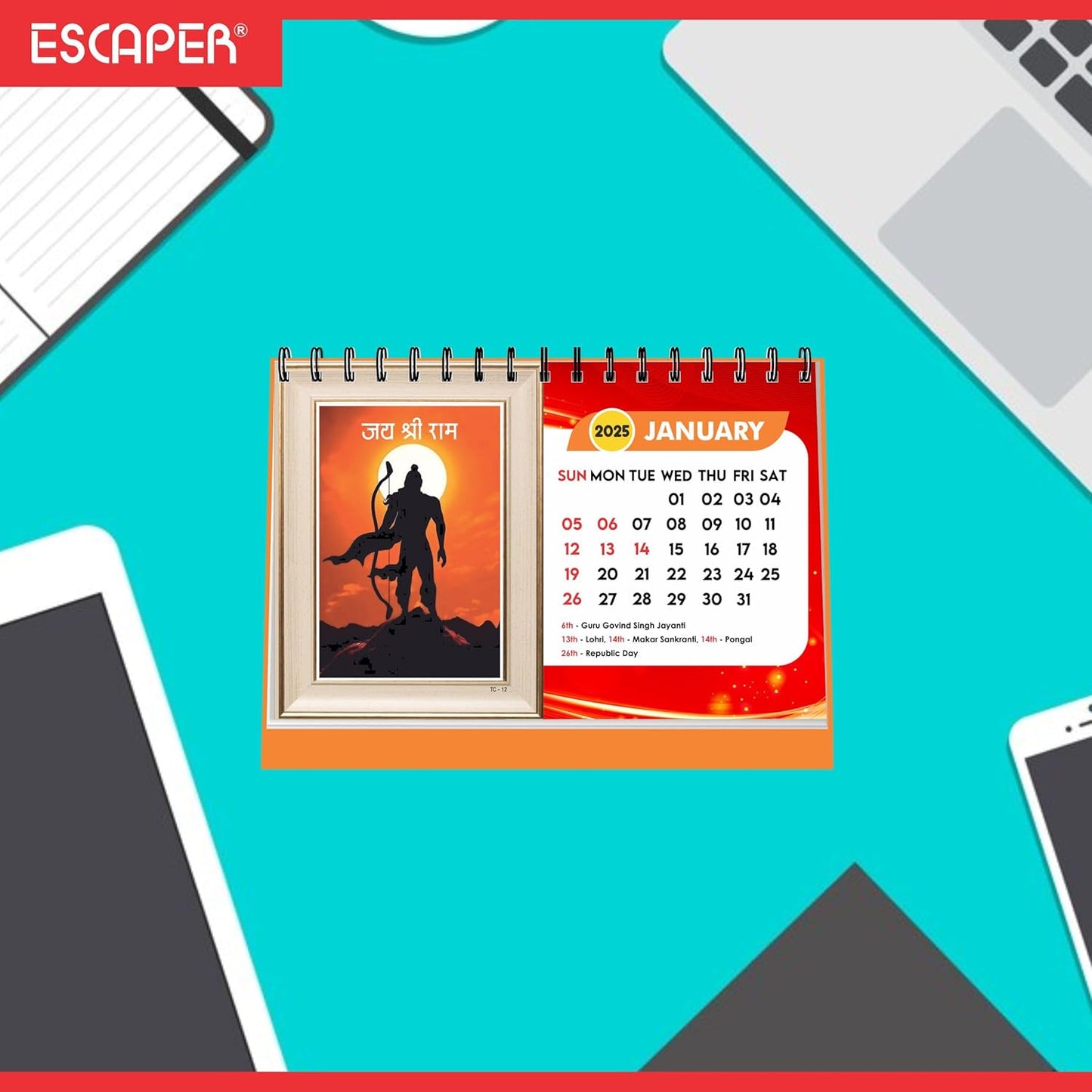 ESCAPER All Hindu God Desk Calendar 2025