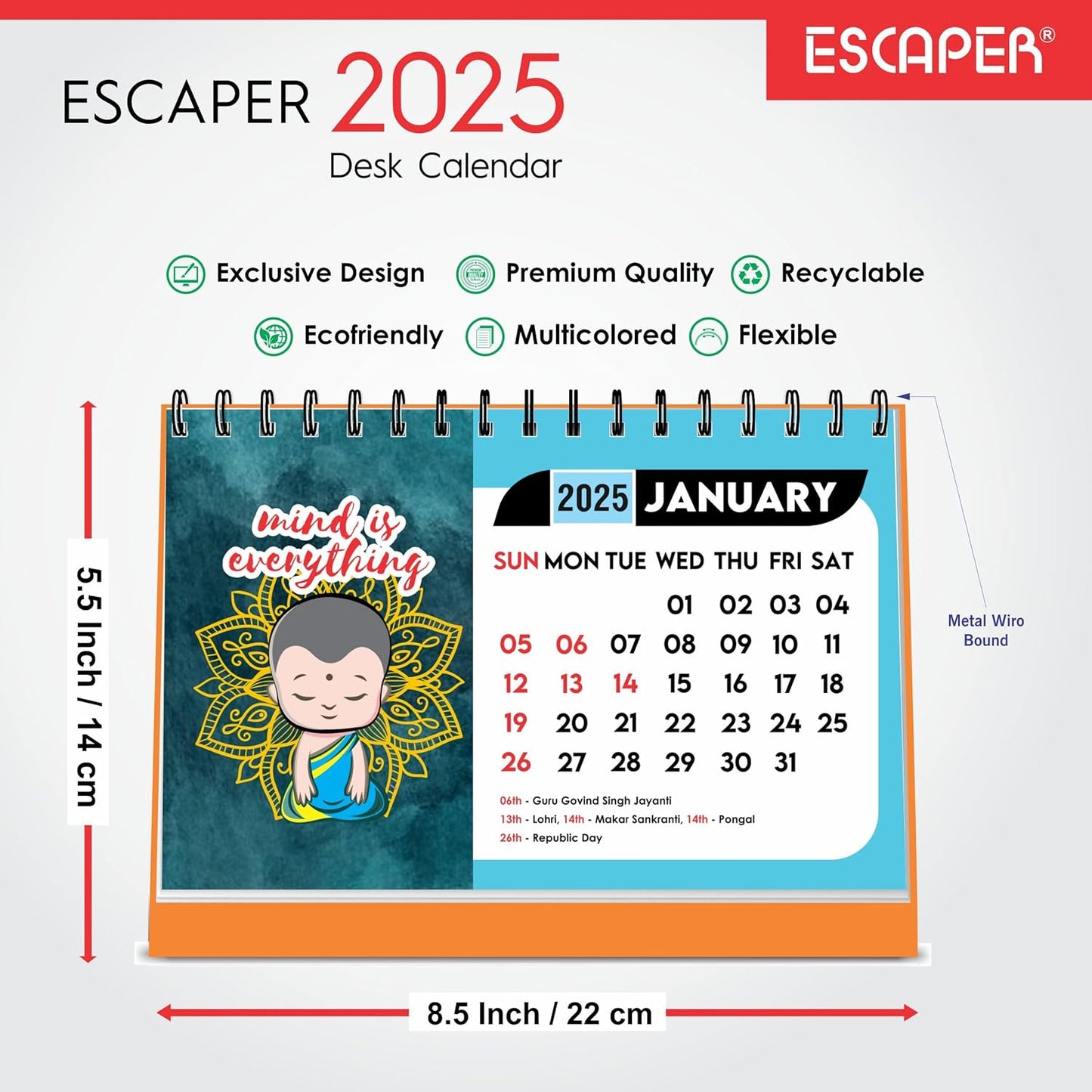 ESCAPER Mind Motivational Desk Calendar 2025