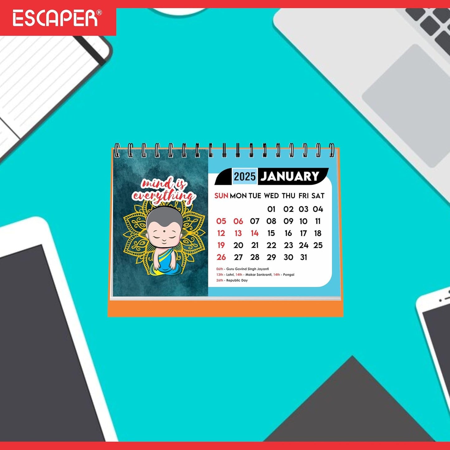 ESCAPER Mind Motivational Desk Calendar 2025