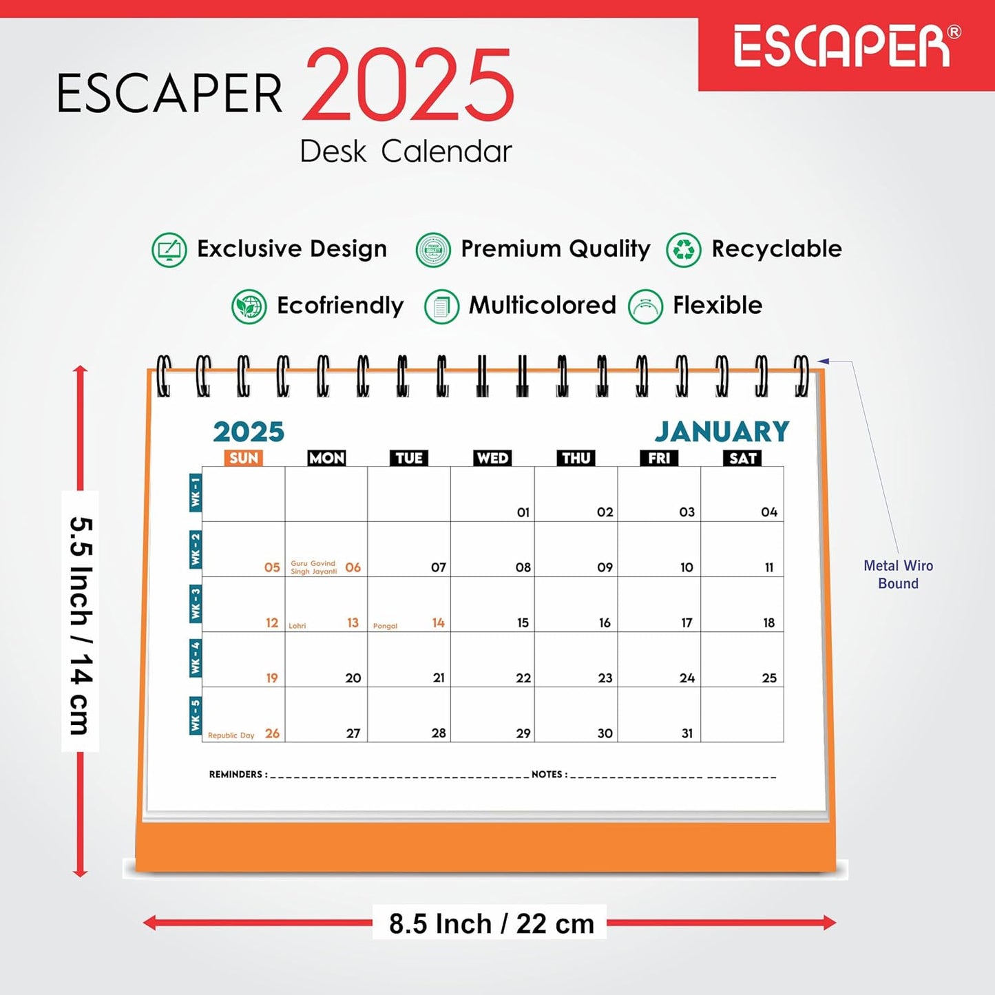 ESCAPER 2025 Desk Calendar with 2025