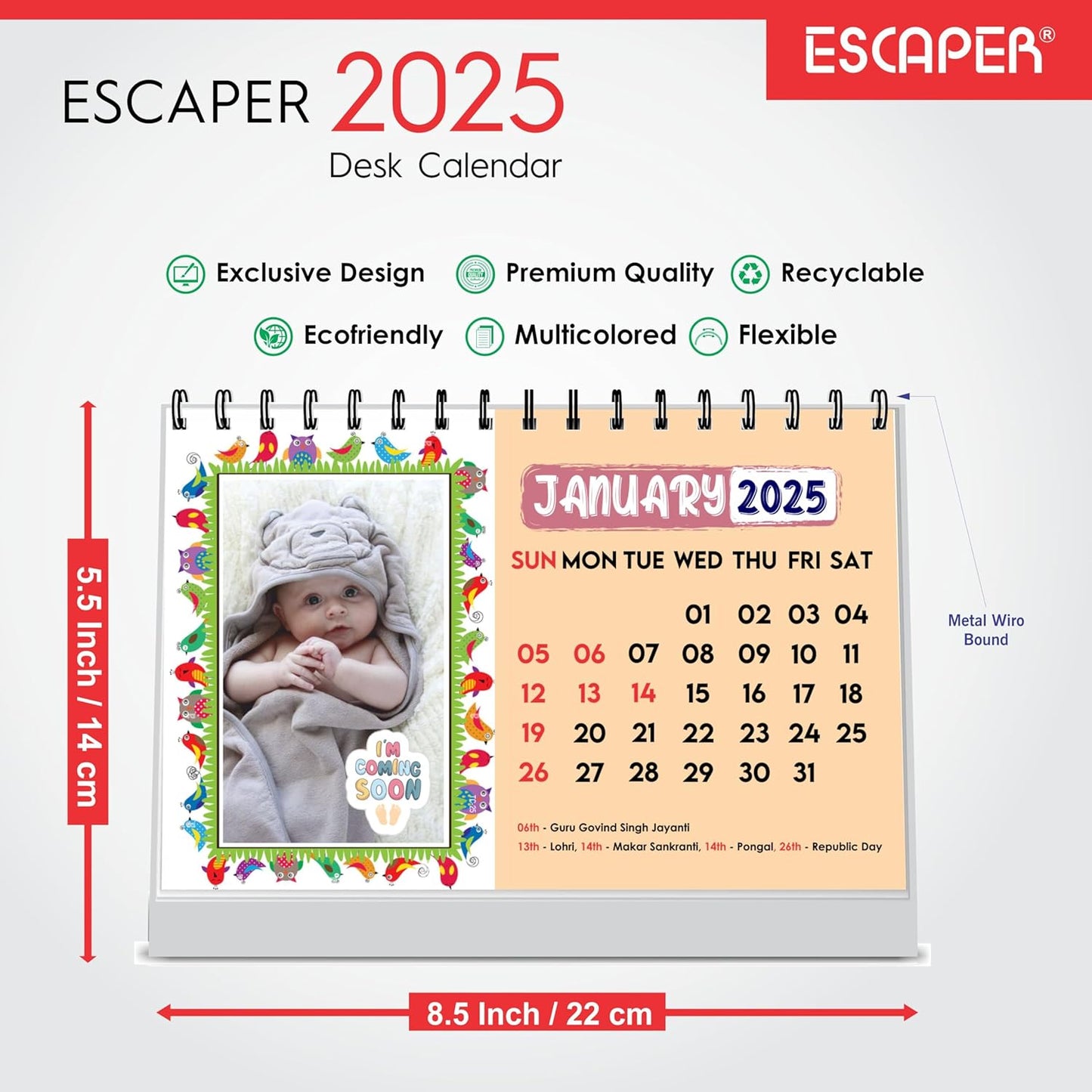 ESCAPER Cute Baby Calendar 2025