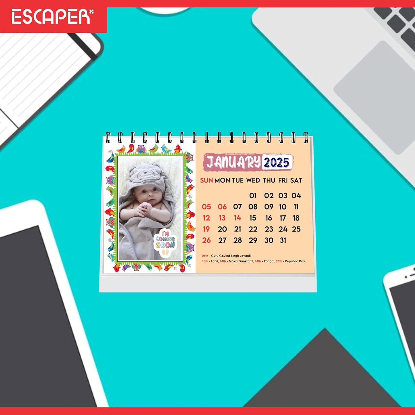 ESCAPER Cute Baby Calendar 2025