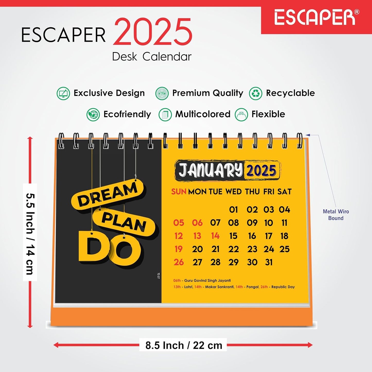 ESCAPER Dream Motivational Desk Calendar 2025