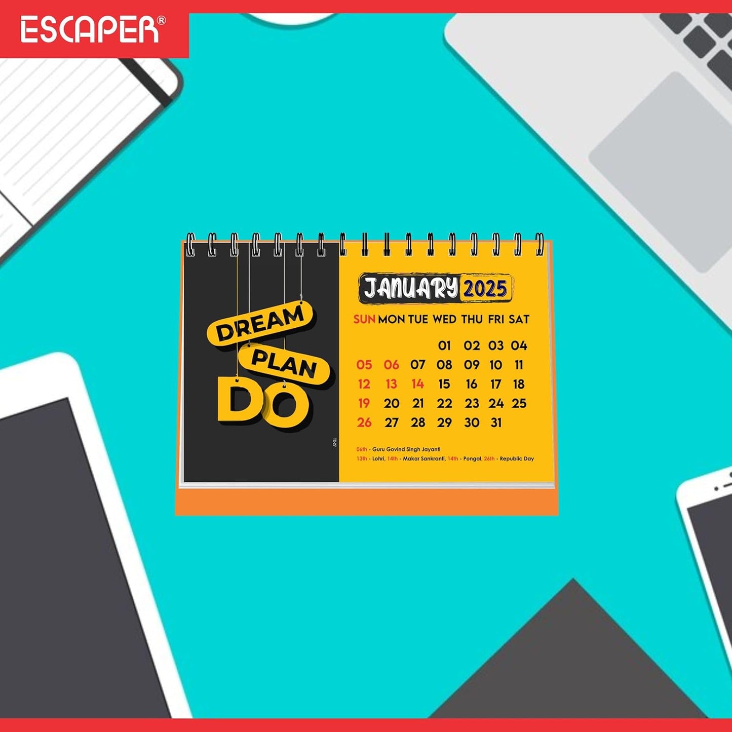 ESCAPER Dream Motivational Desk Calendar 2025