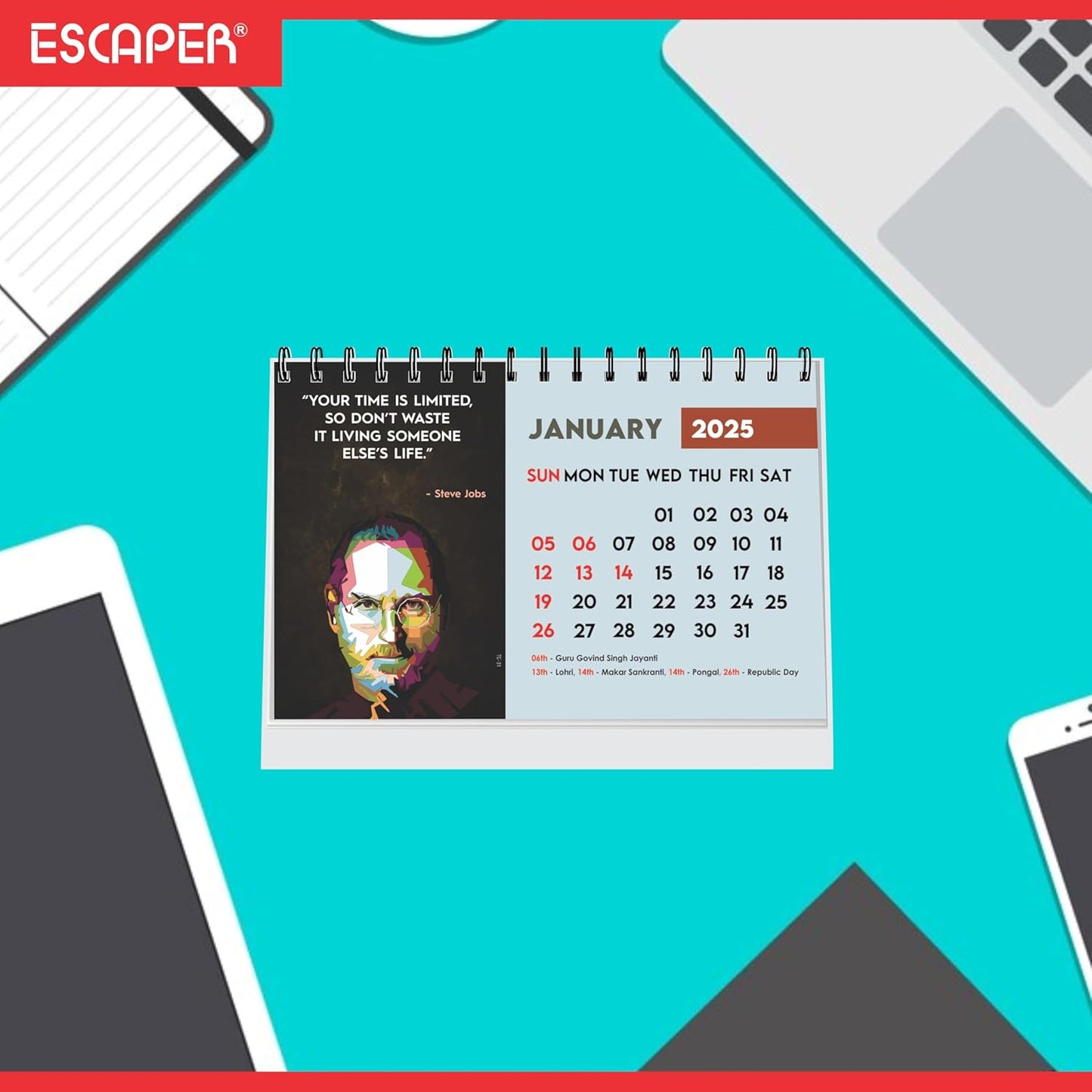 ESCAPER Inspirational Desk Calendar 2025