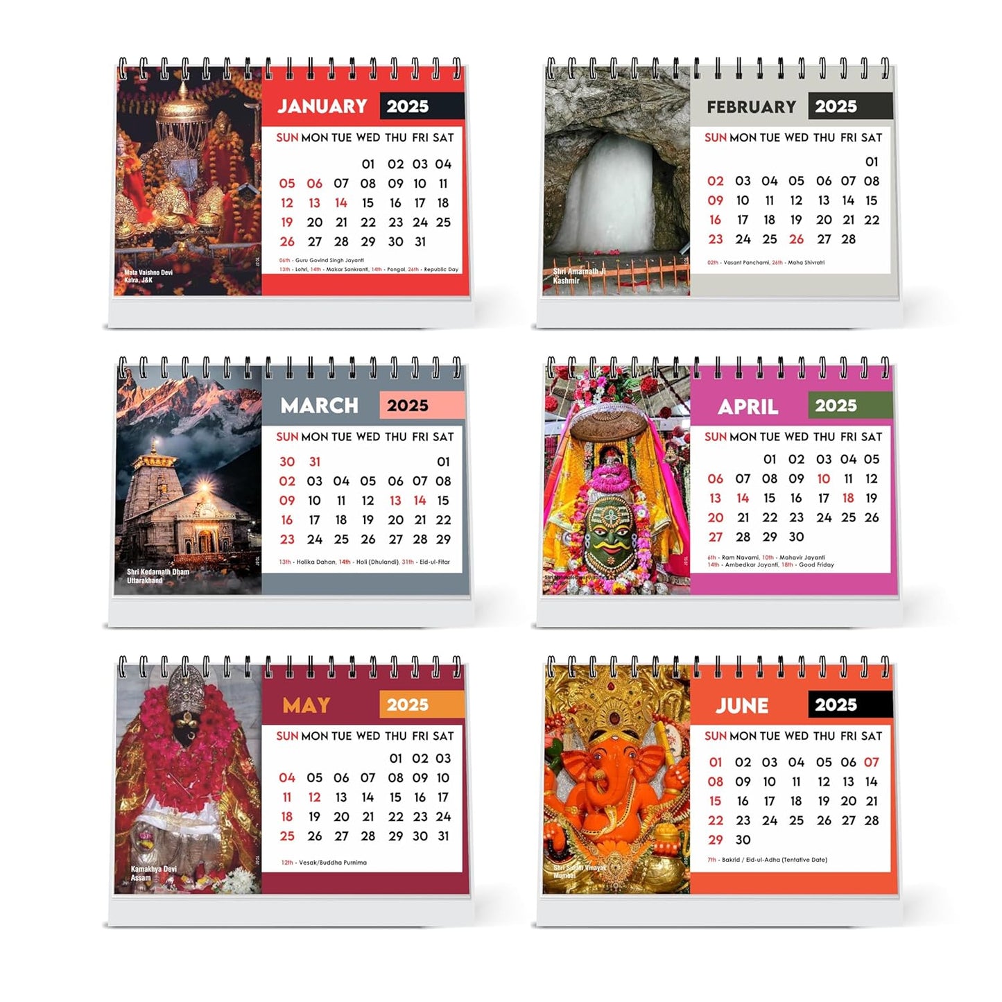 ESCAPER Famous Hindu Temples Calendar 2025