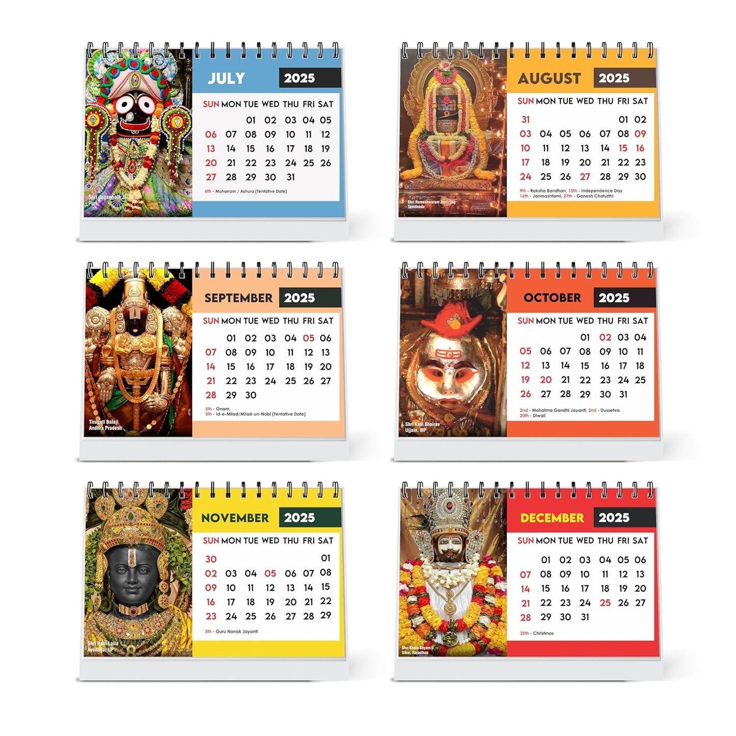 ESCAPER Famous Hindu Temples Calendar 2025