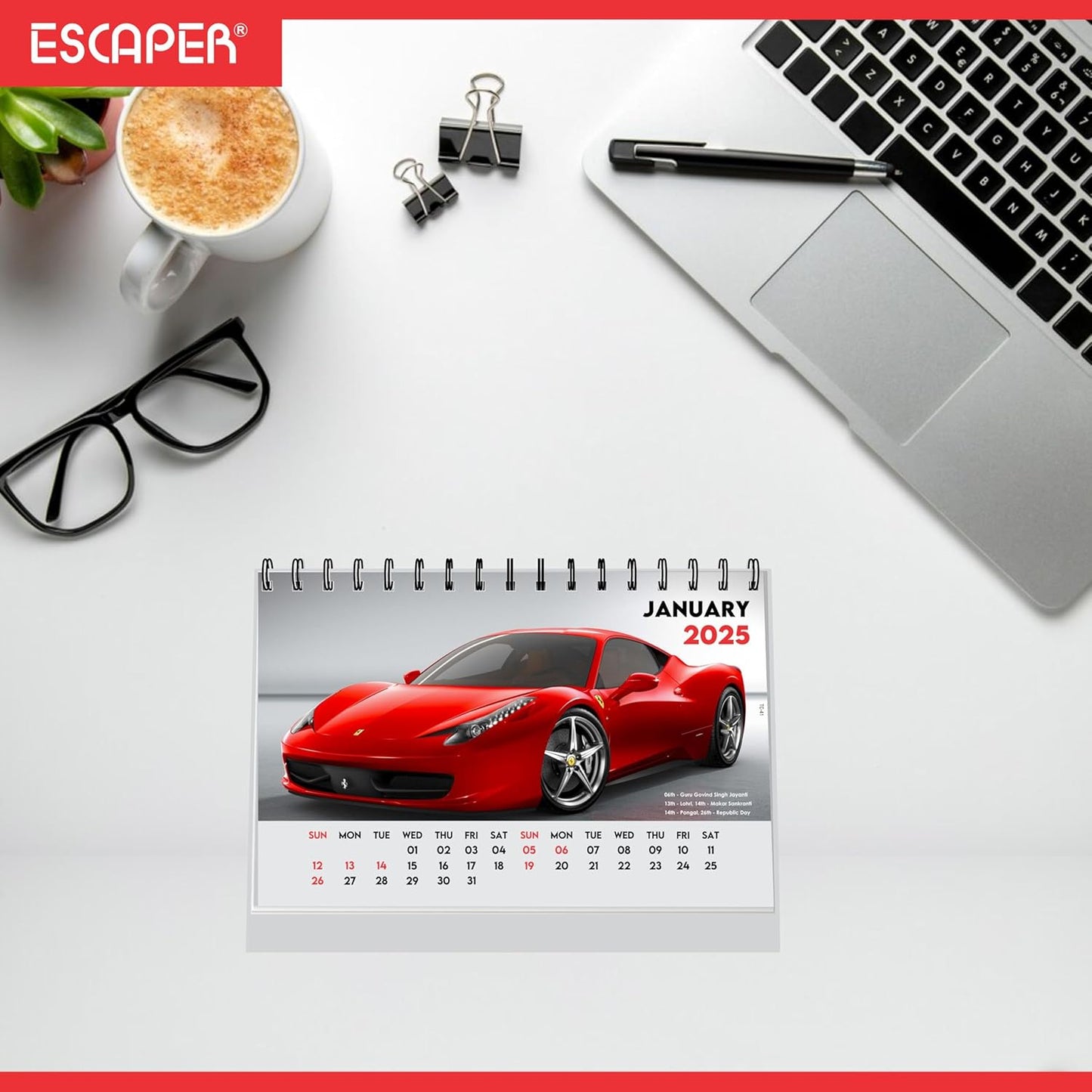 ESCAPER Cars Calendar 2025 Desk