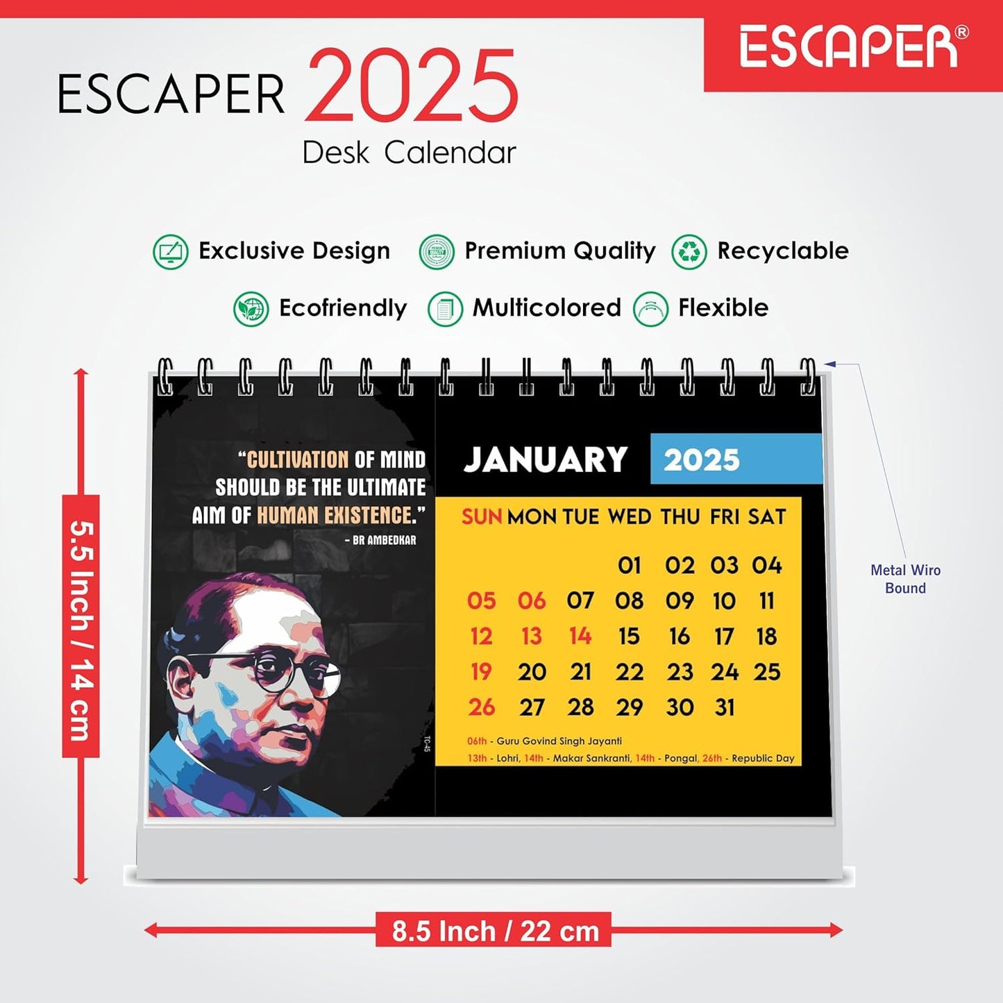 ESCAPER Inspirational Desk Calendar 2025