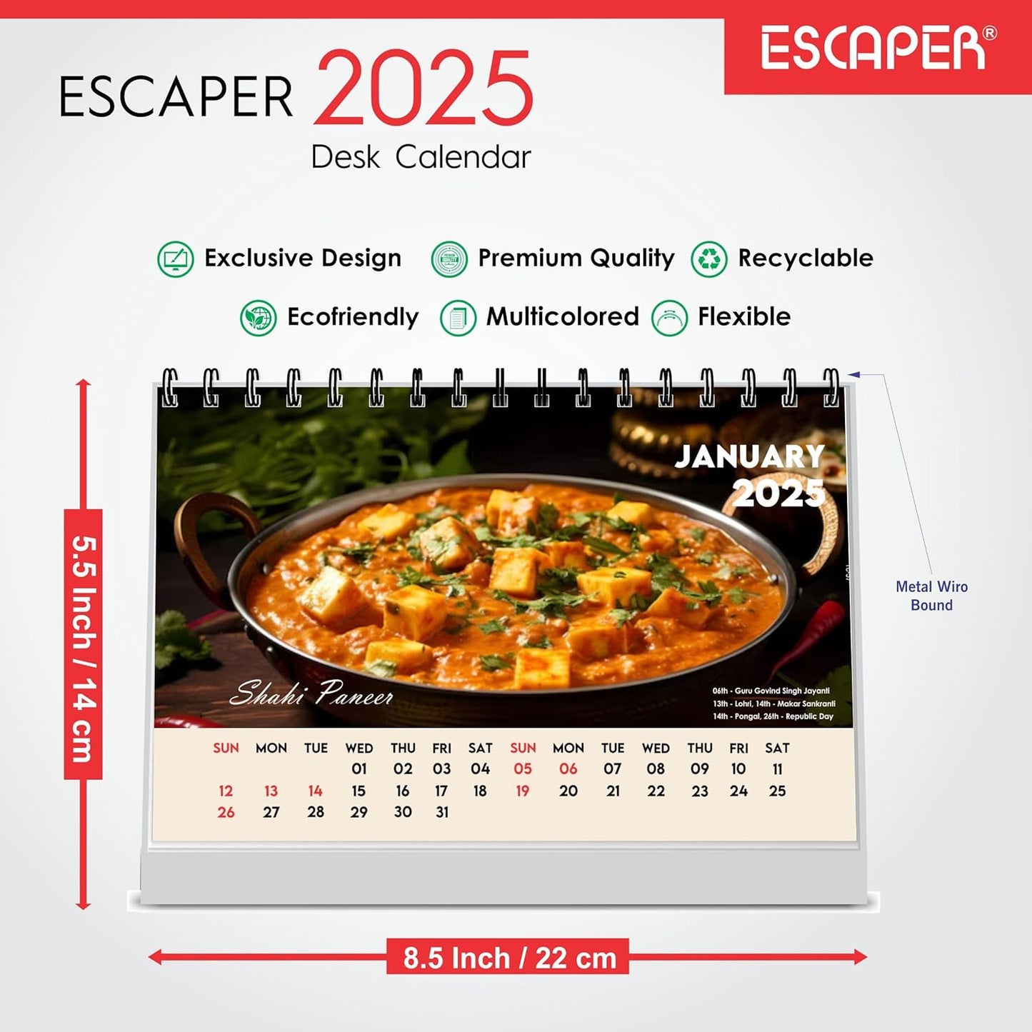 ESCAPER Traditional Curry Vegetables Calendar 2025