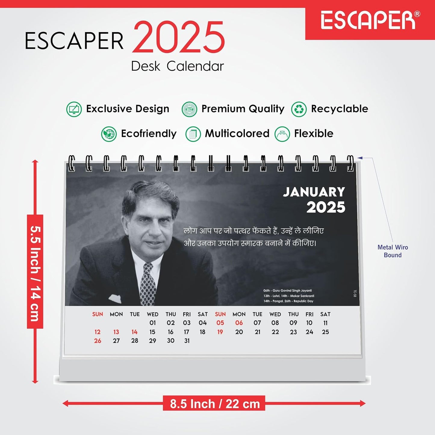 ESCAPER Legend Ratan Tata Desk Calendar 2025