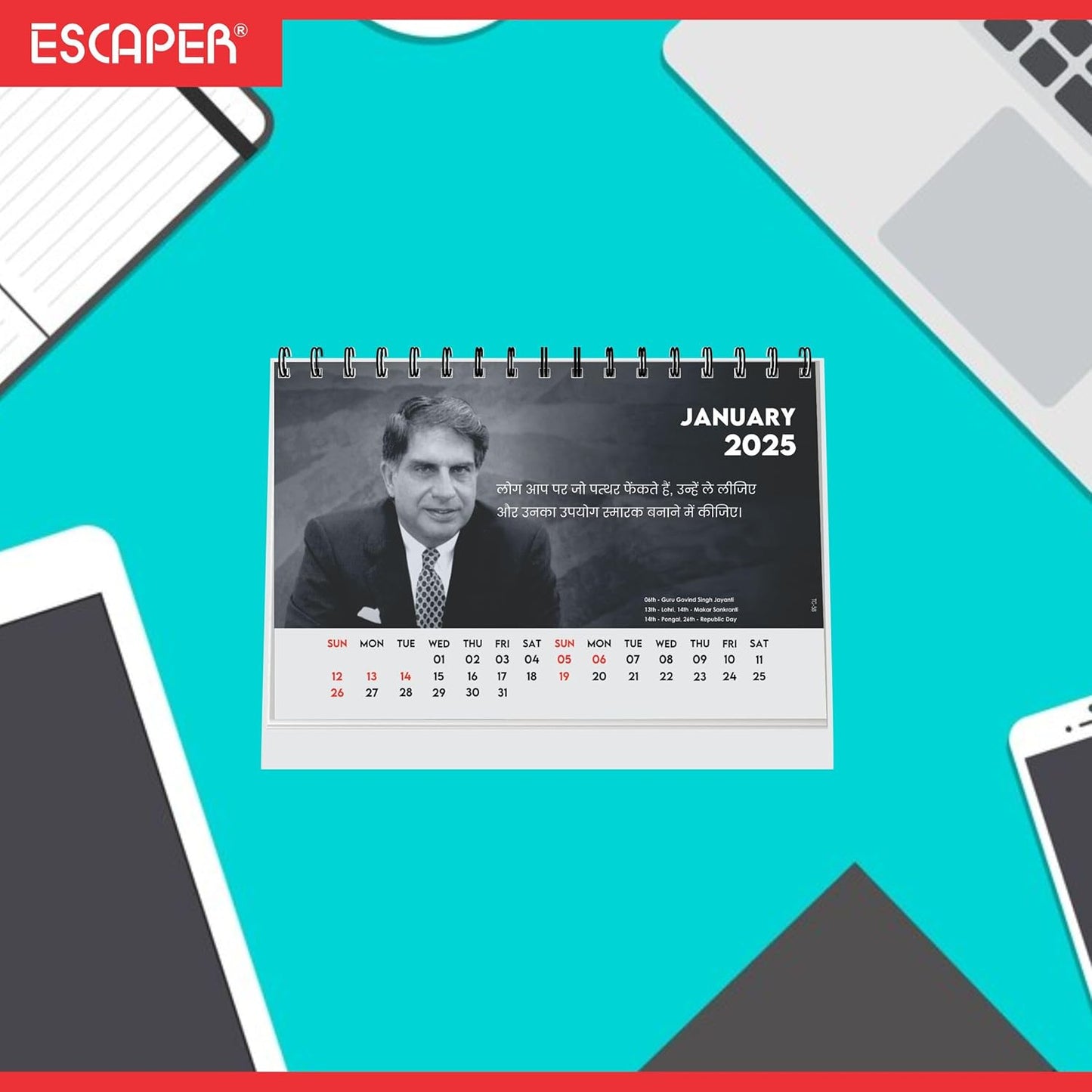 ESCAPER Legend Ratan Tata Desk Calendar 2025