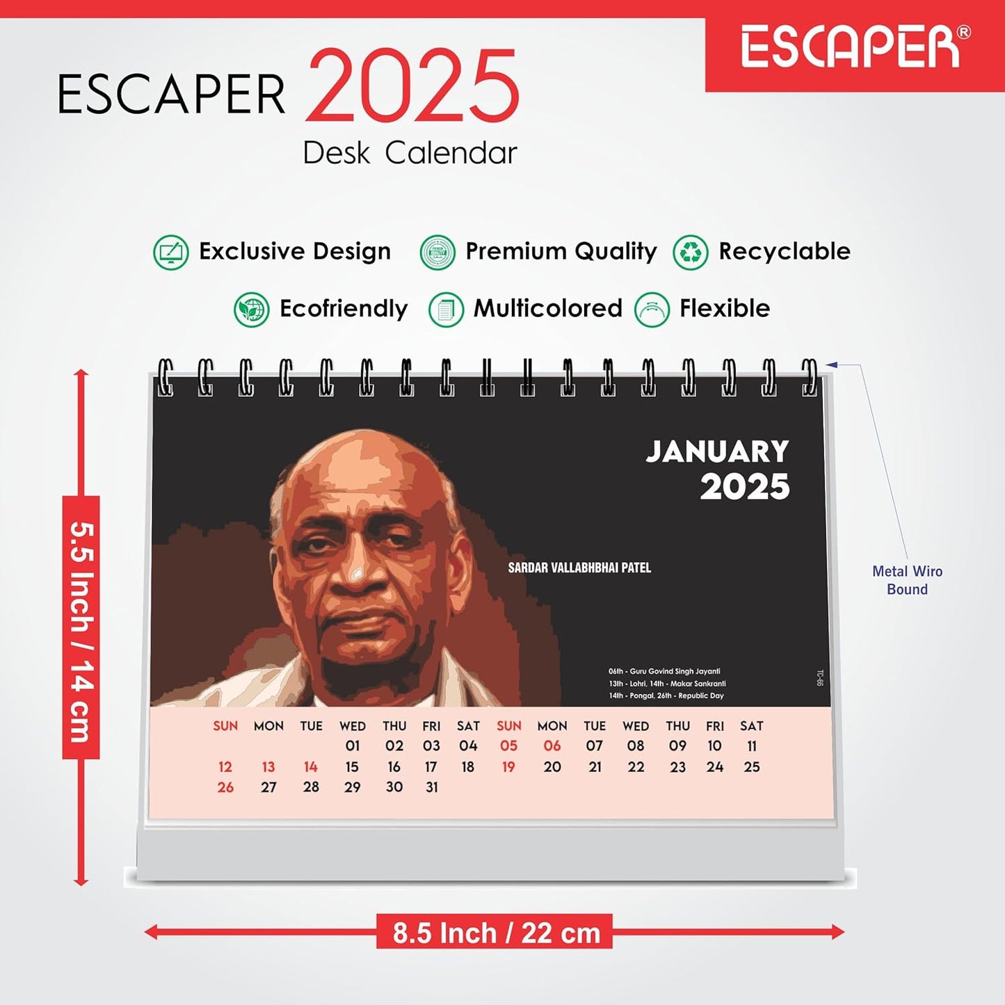 ESCAPER Famous Indian Leaders Calendar 2025