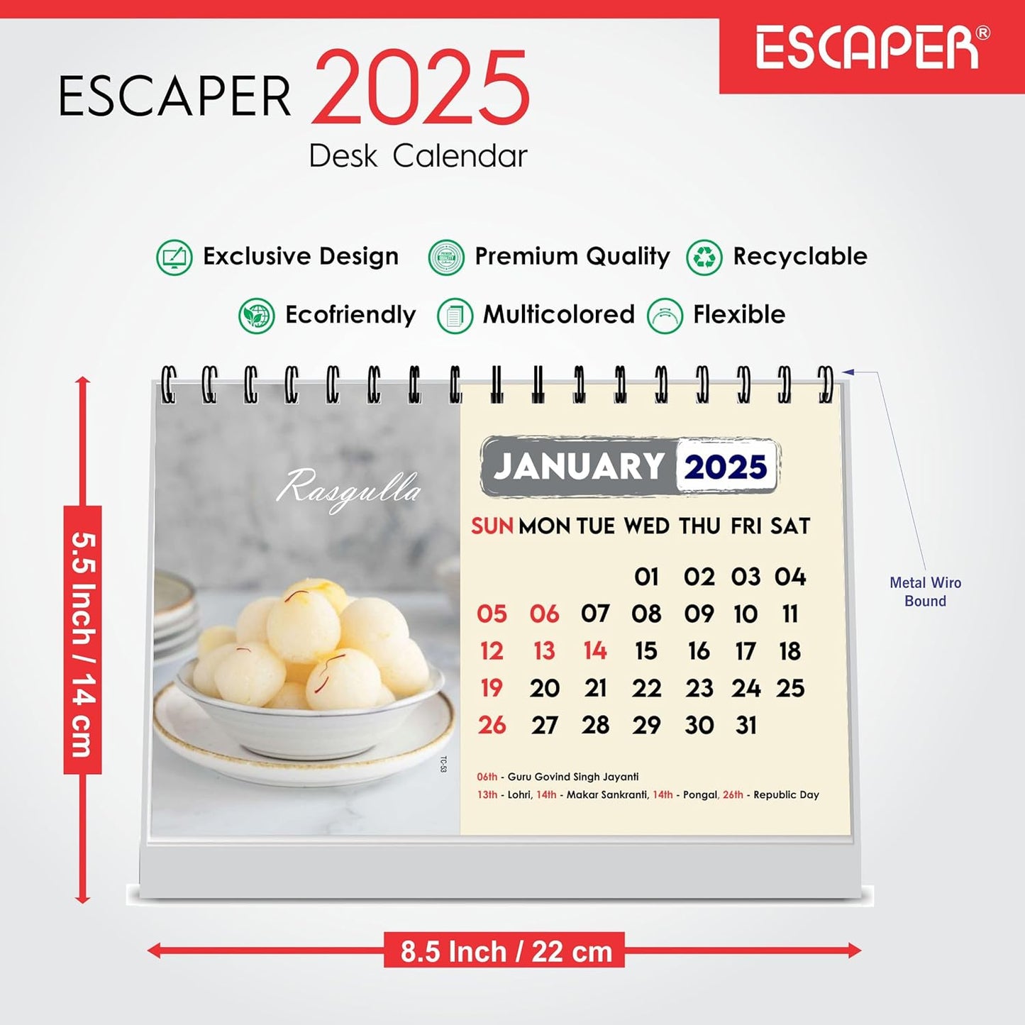 ESCAPER Indian Sweet Calendar 2025