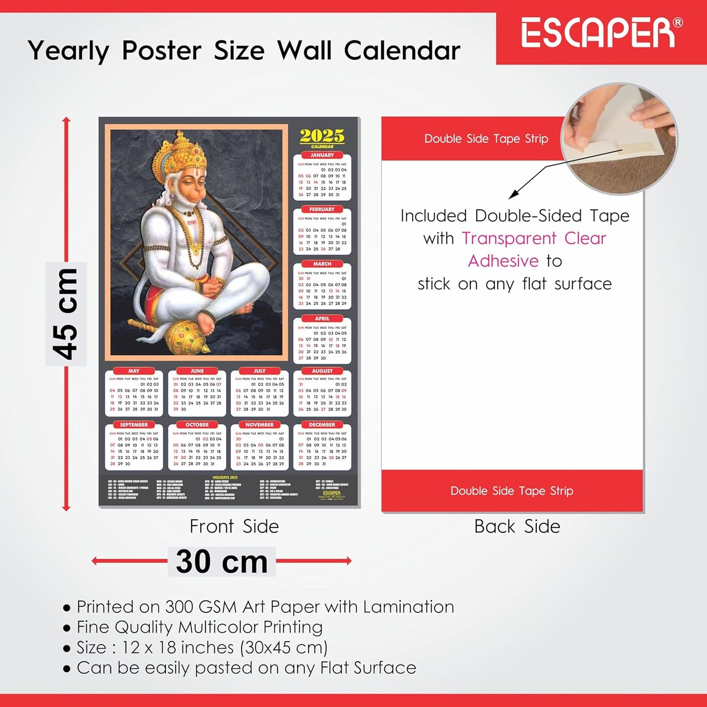 Lord Hanuman Wall Calendar 2025