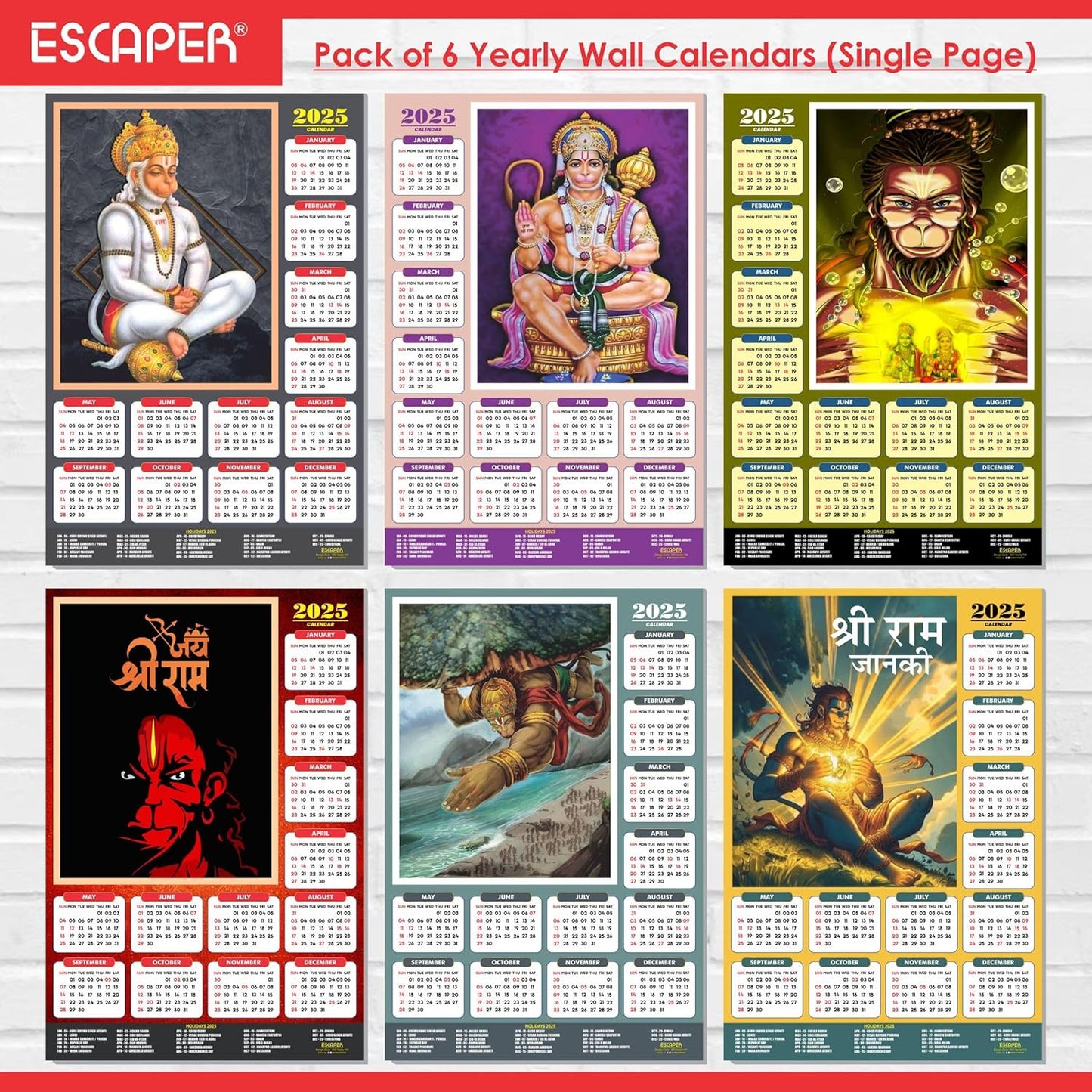 Lord Hanuman Wall Calendar 2025