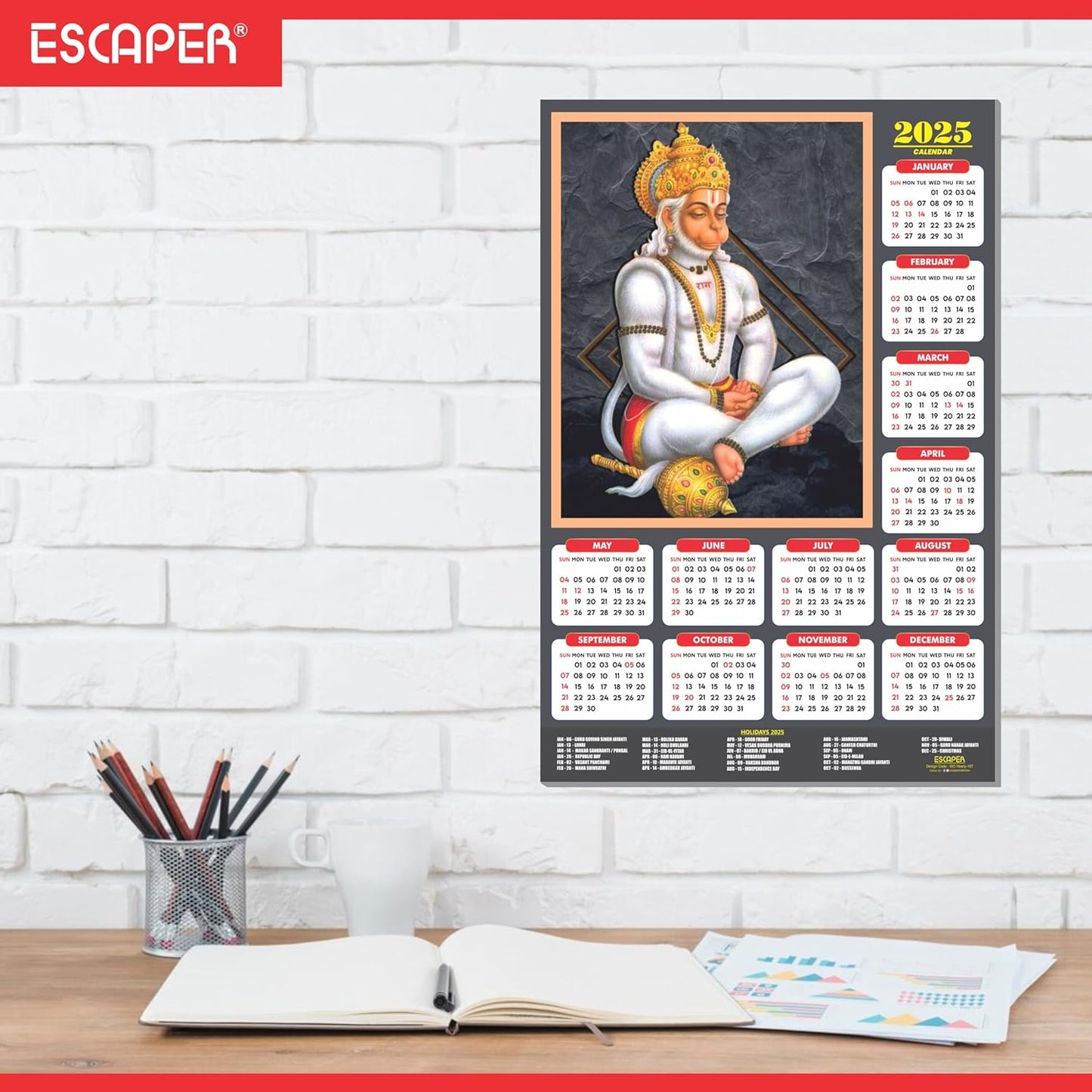 Lord Hanuman Wall Calendar 2025