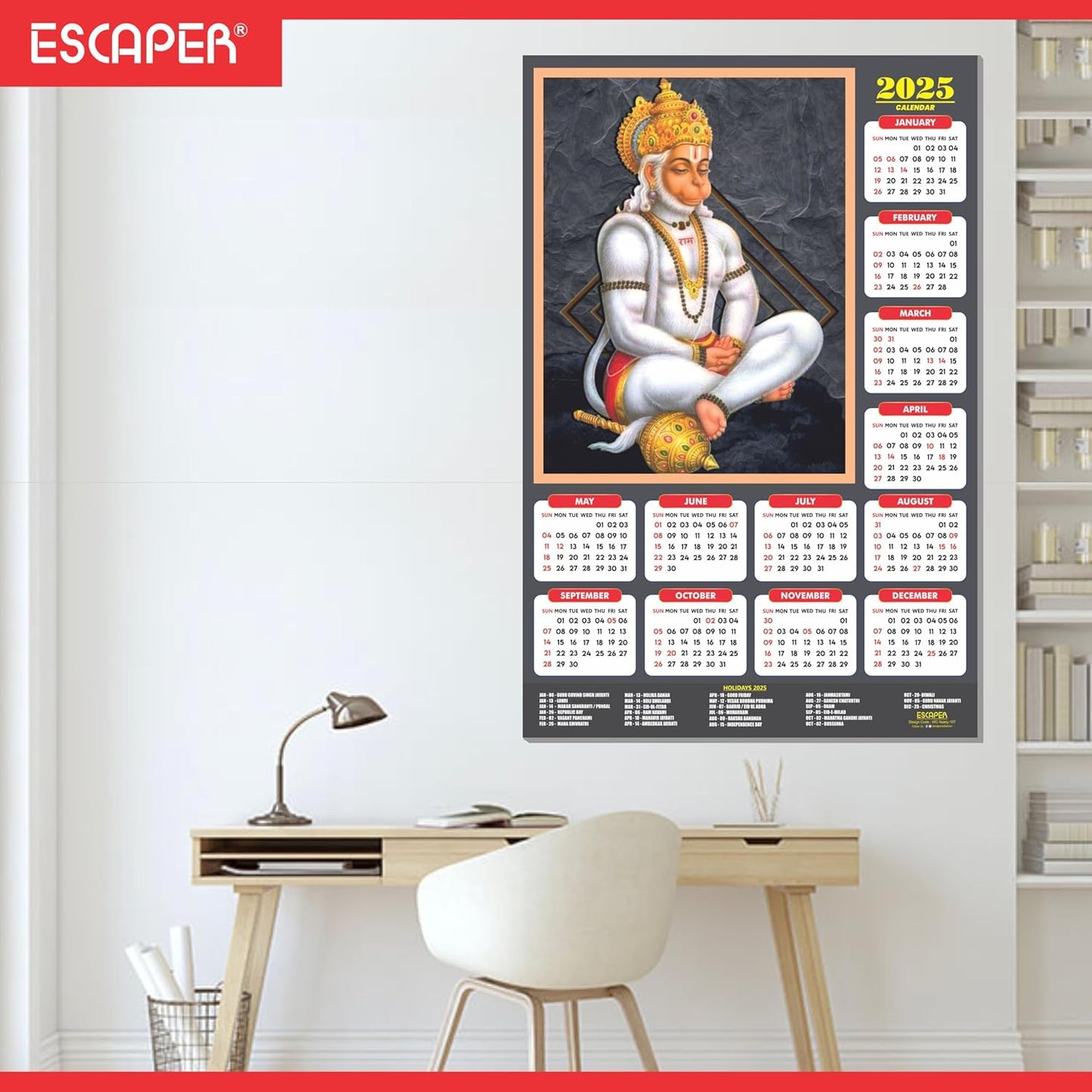 Lord Hanuman Wall Calendar 2025