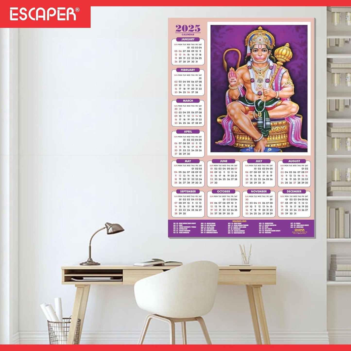 Lord Hanuman Wall Calendar 2025