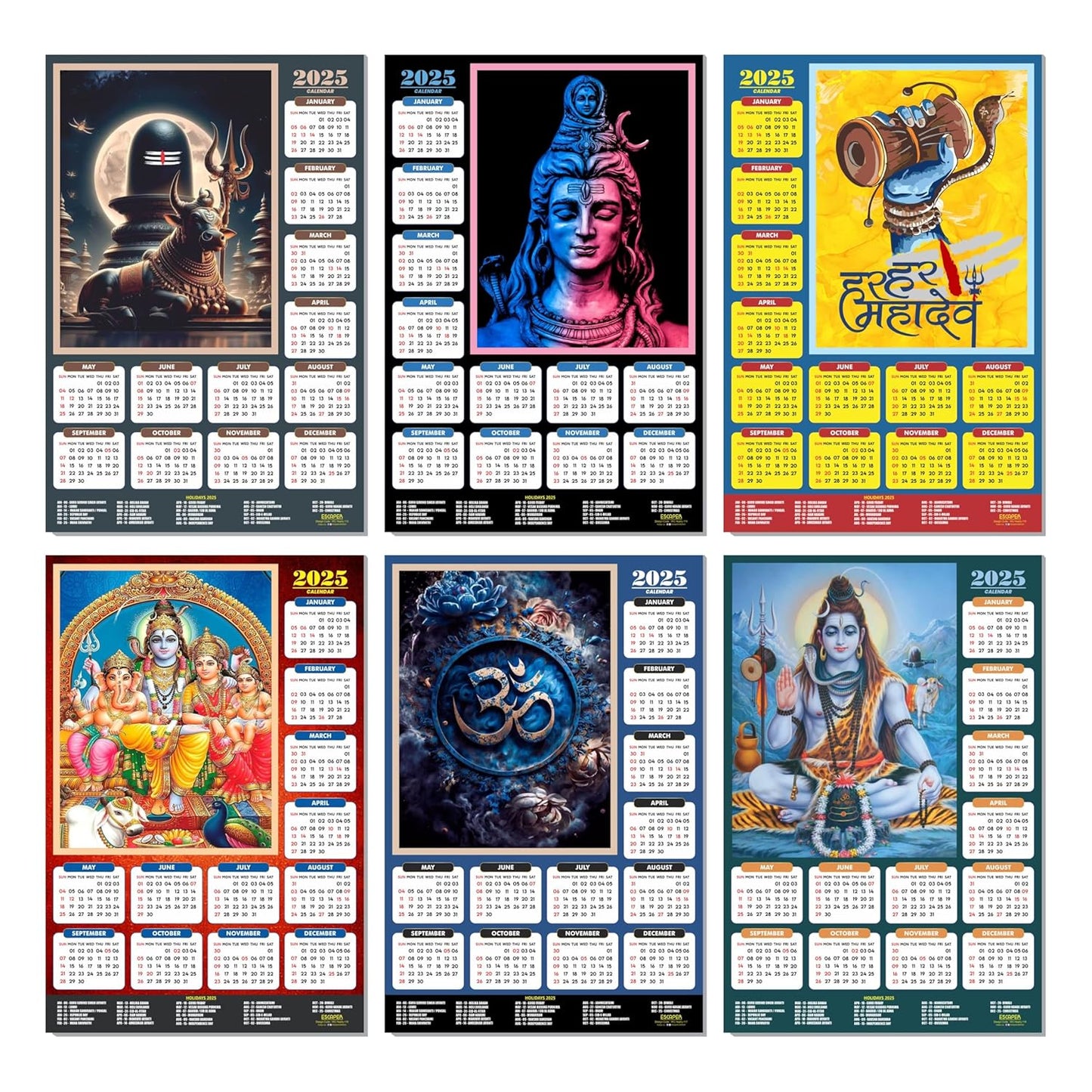 Lord Shiva Wall Calendar 2025