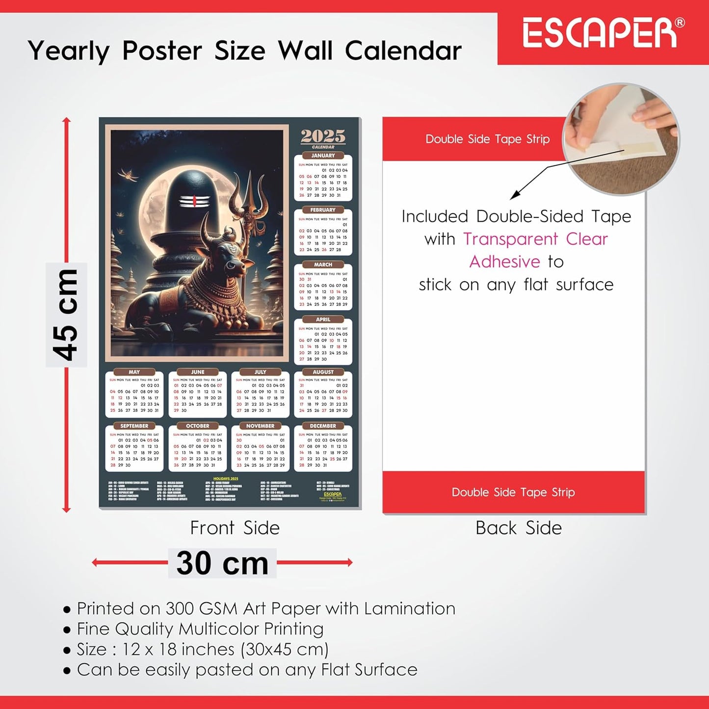 Lord Shiva Wall Calendar 2025