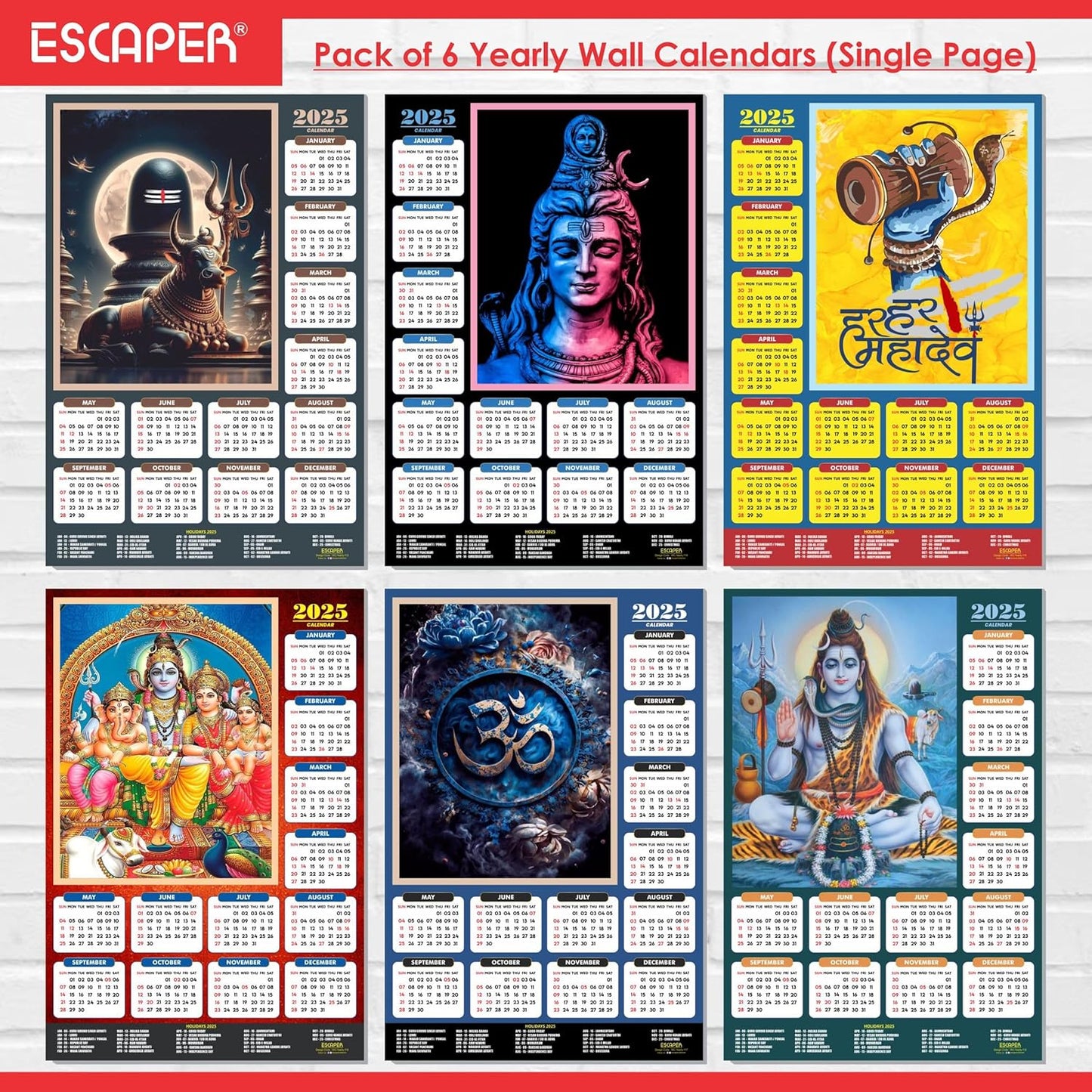 Lord Shiva Wall Calendar 2025