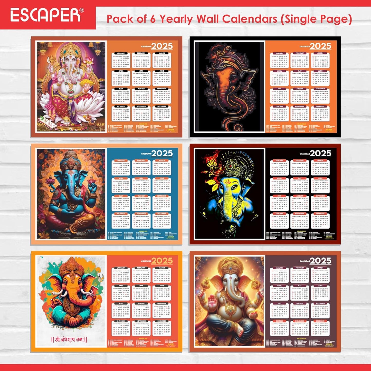 Lord Ganesha Wall Calendar 2025