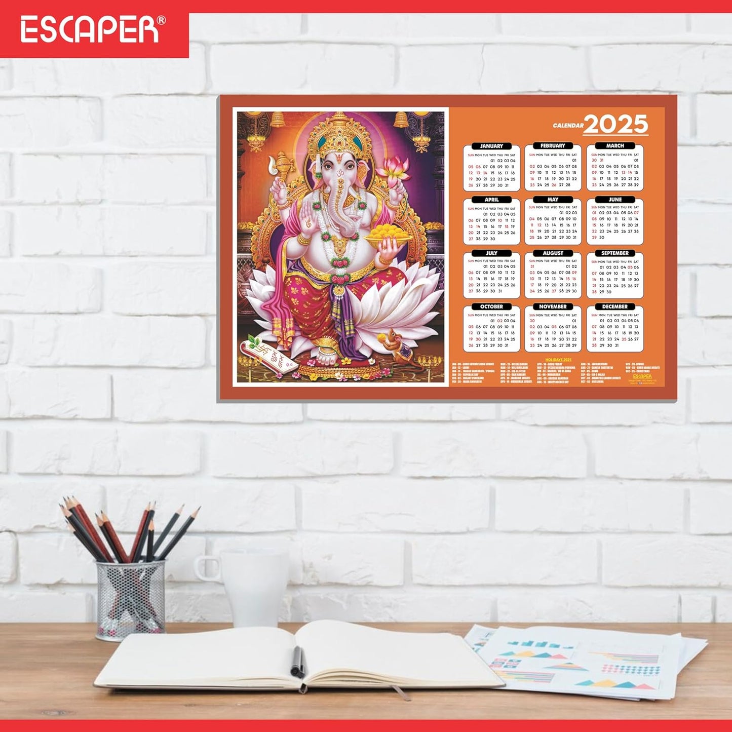 Lord Ganesha Wall Calendar 2025