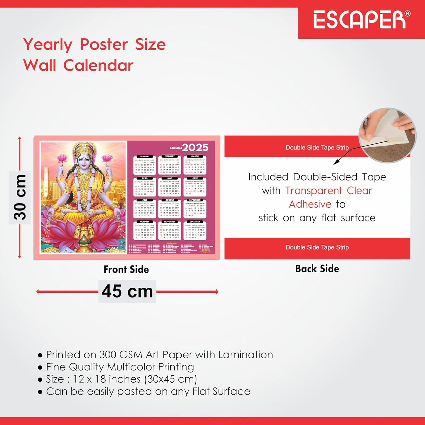 Goddess Lakshmi Wall Calendar 2025