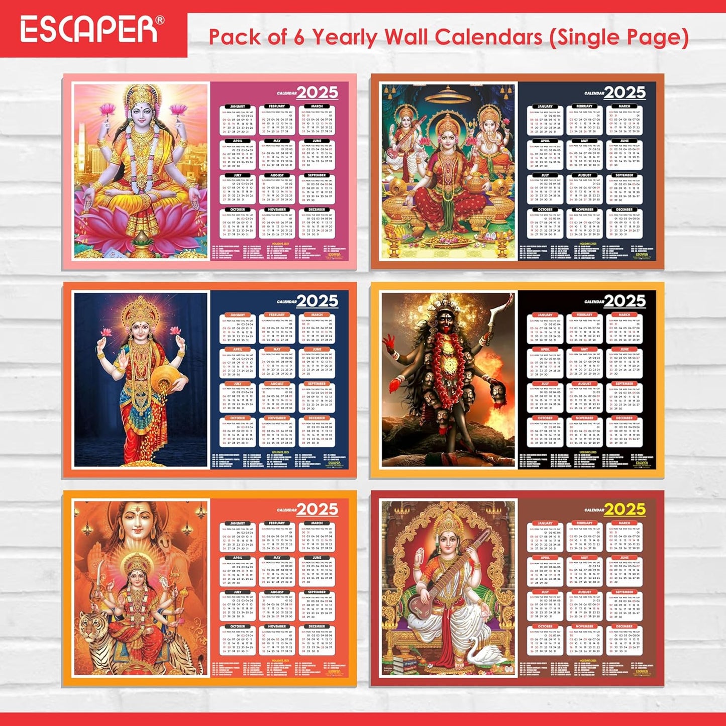 Goddess Lakshmi Wall Calendar 2025