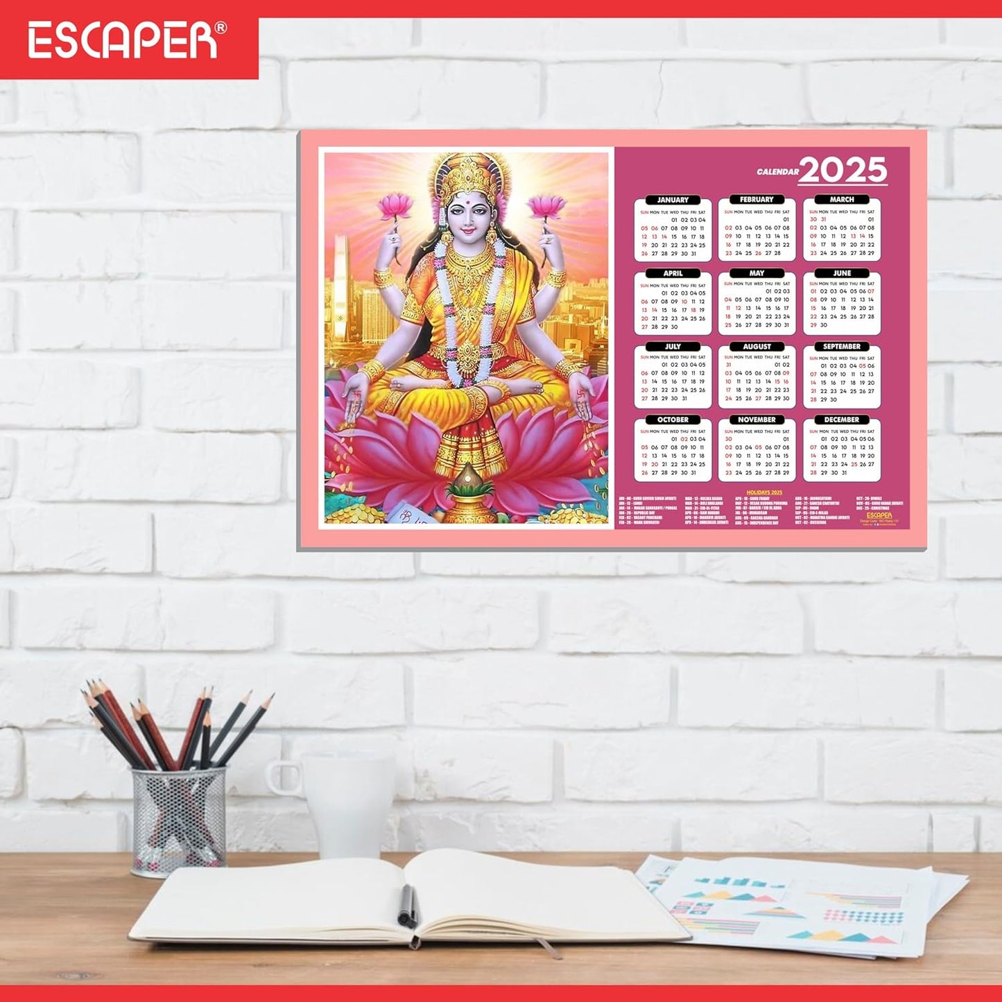 Goddess Lakshmi Wall Calendar 2025