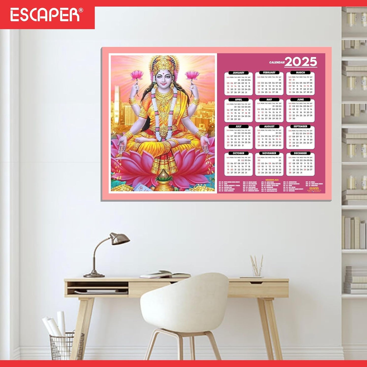 Goddess Lakshmi Wall Calendar 2025