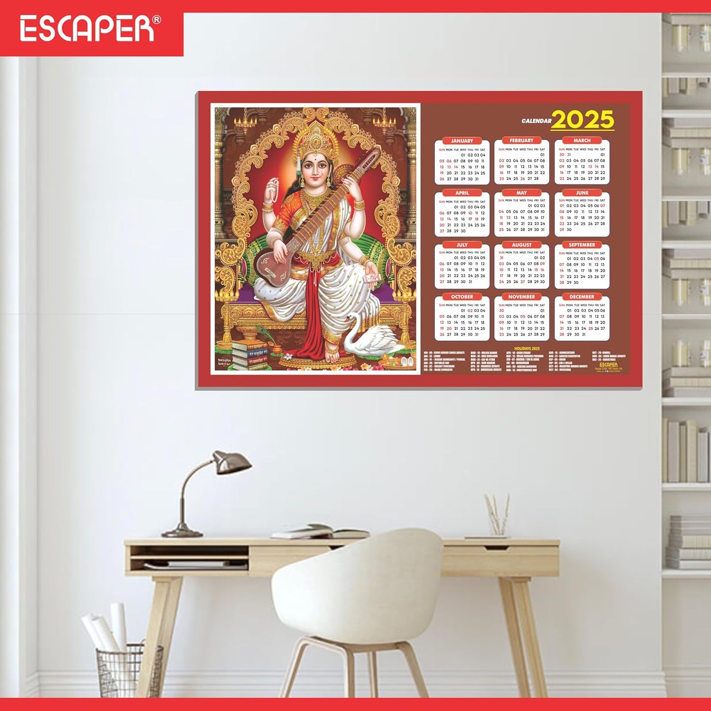 Goddess Lakshmi Wall Calendar 2025