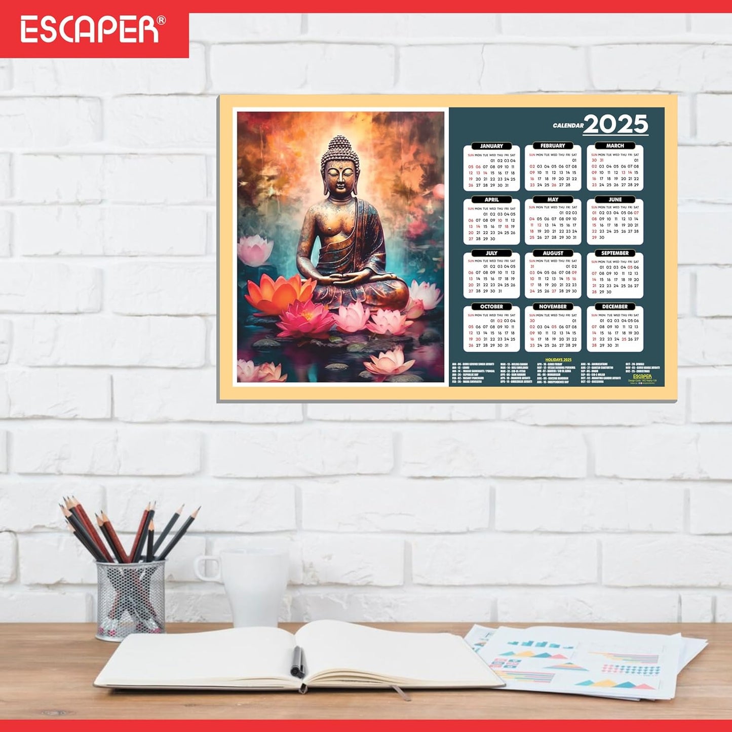 Gautam Buddha Wall Calendar 2025