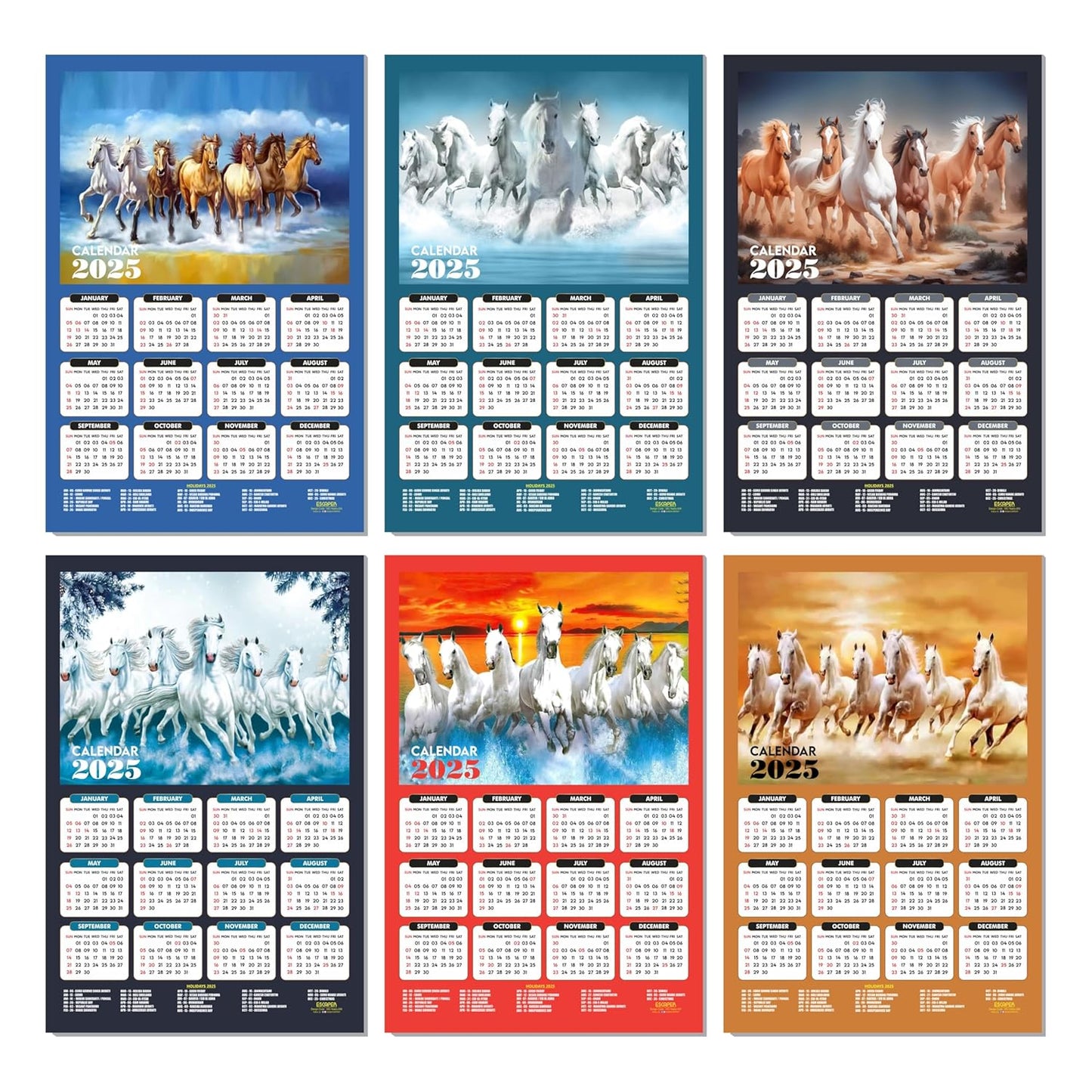 Seven Horses Wall Calendar 2025