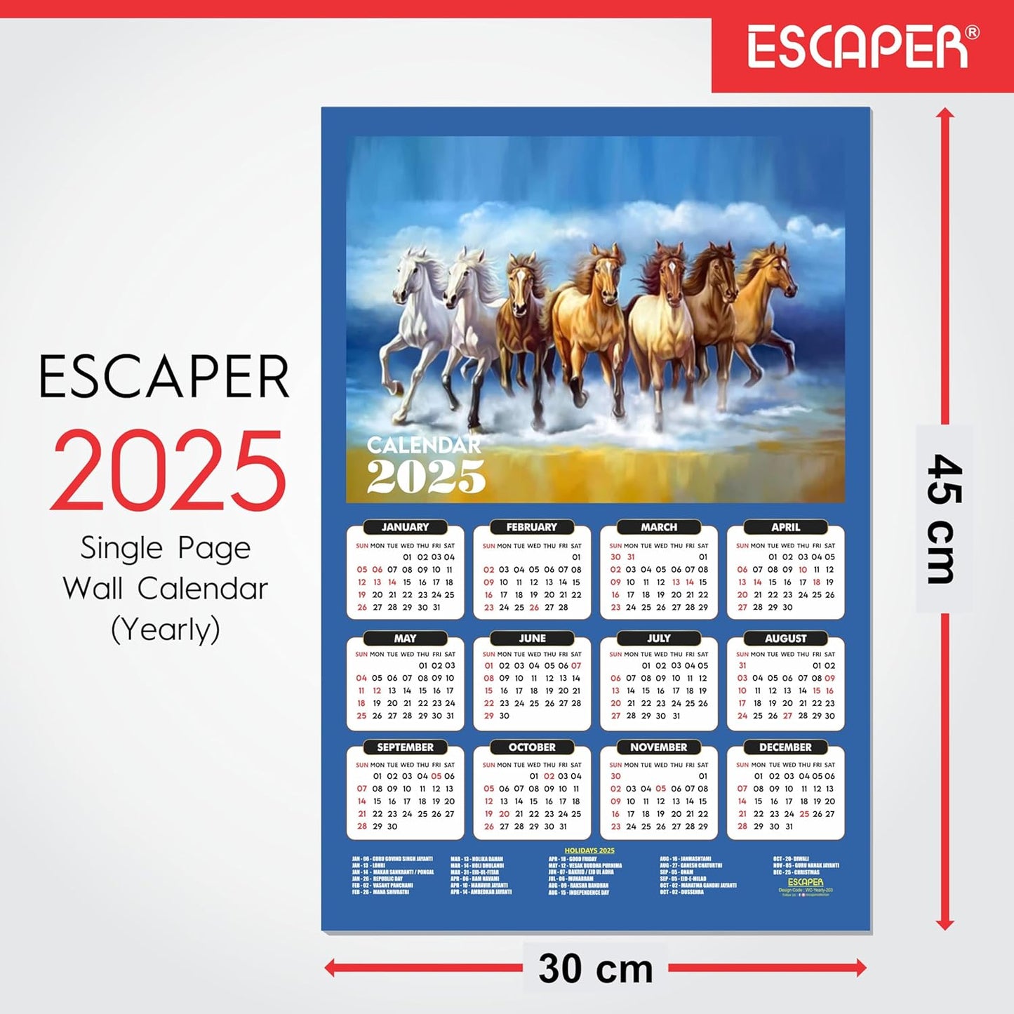 Seven Horses Wall Calendar 2025