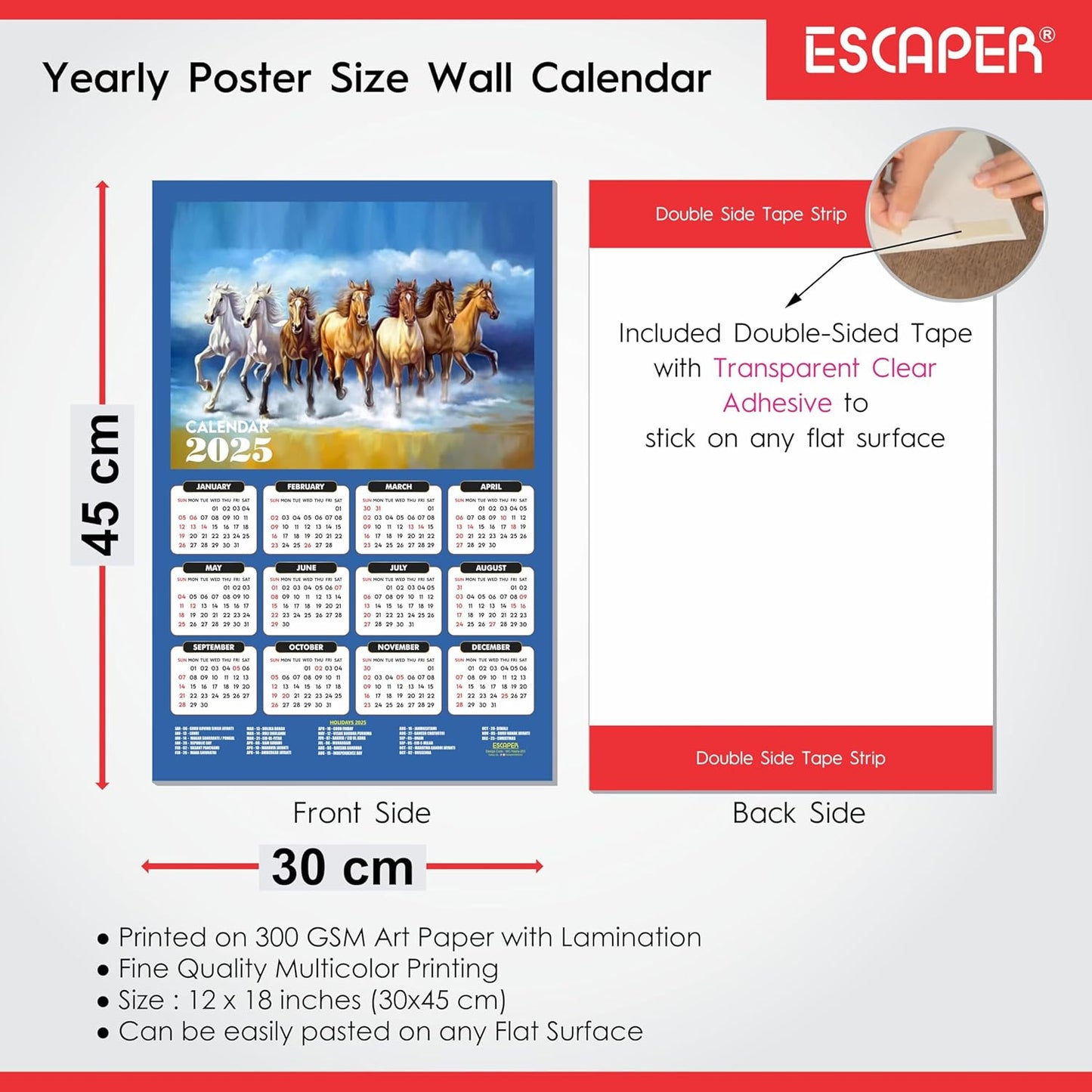 Seven Horses Wall Calendar 2025