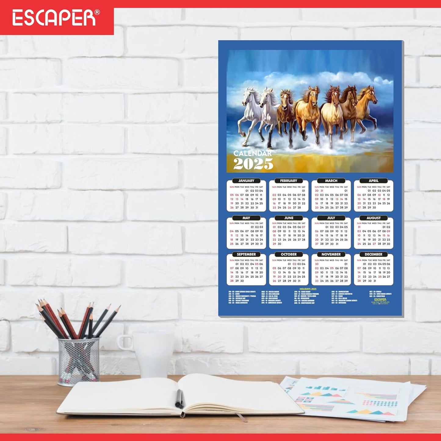 Seven Horses Wall Calendar 2025