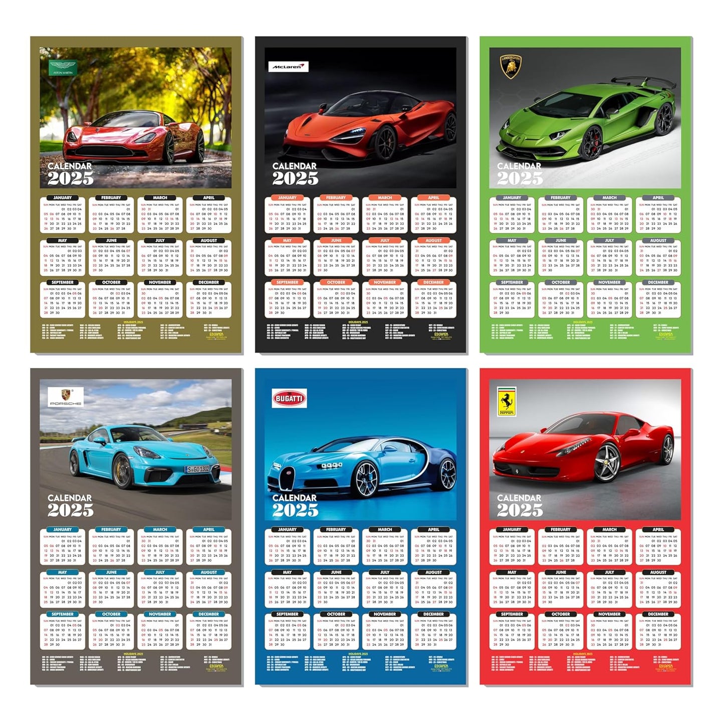 Car Wall Calendar 2025