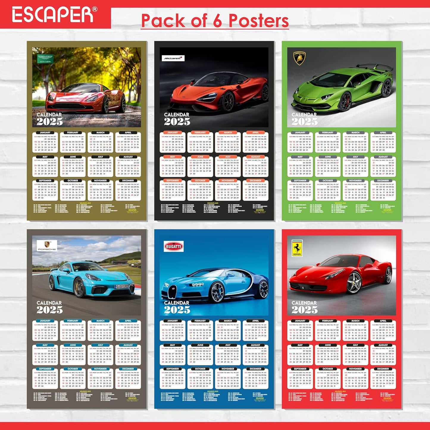 Car Wall Calendar 2025