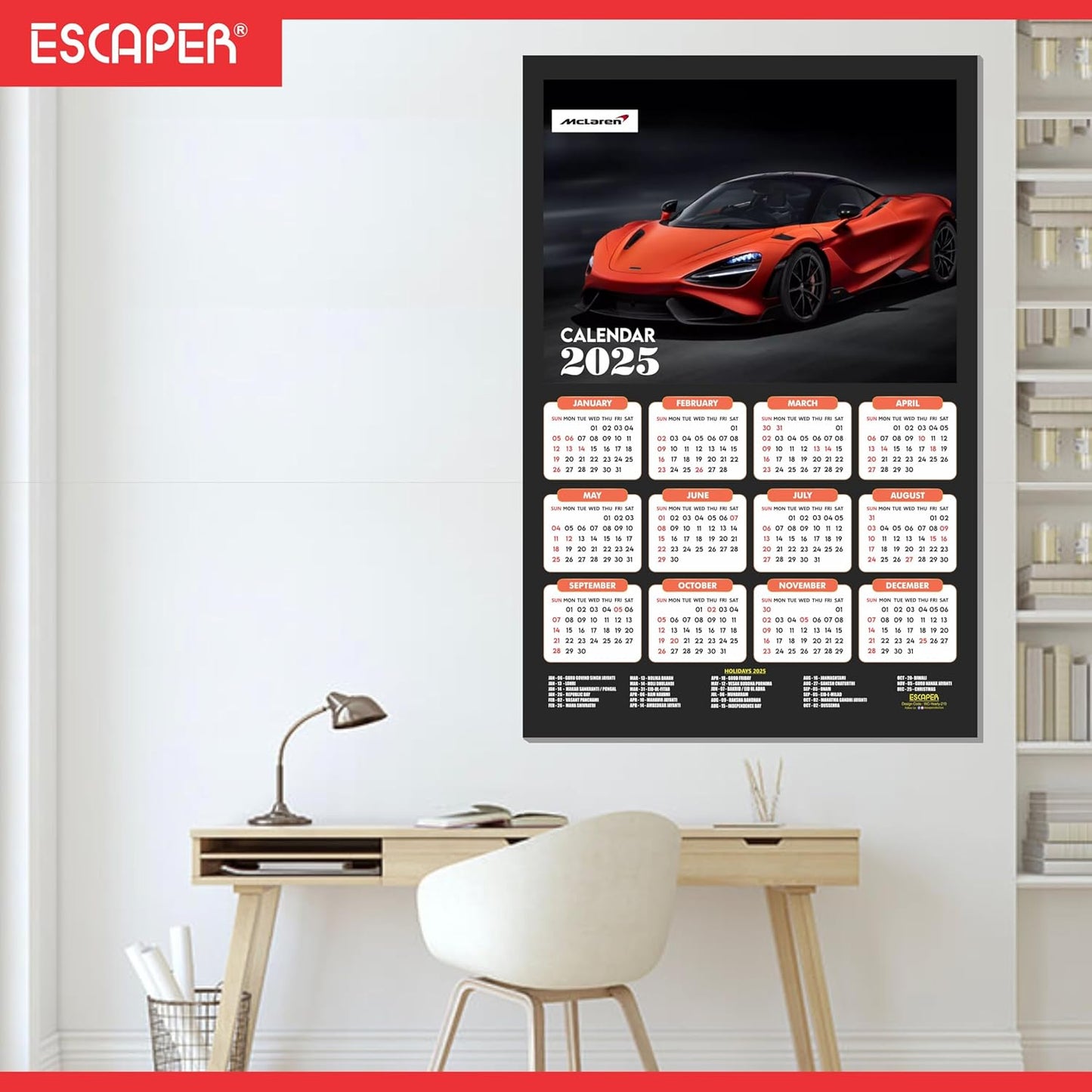 Car Wall Calendar 2025