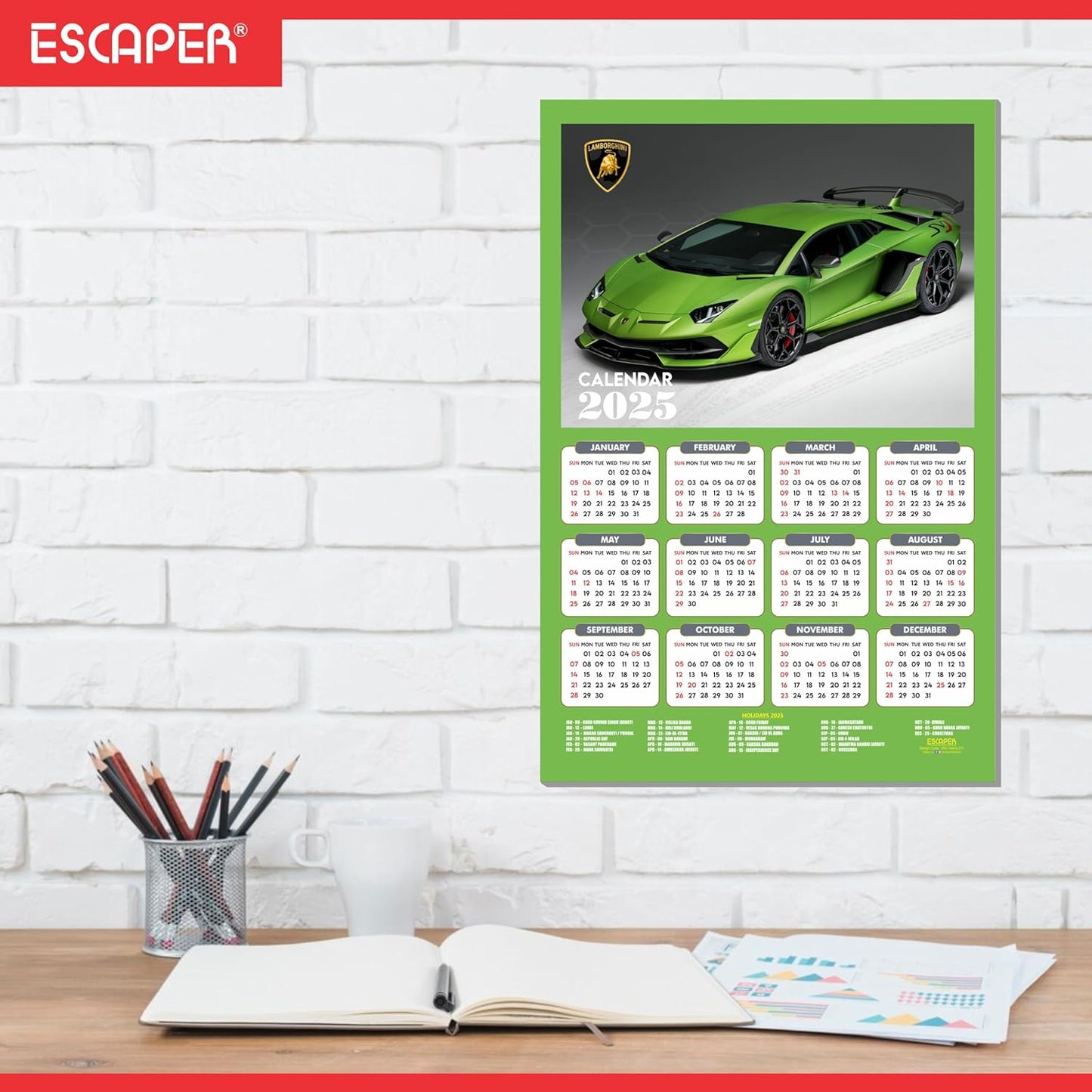 Car Wall Calendar 2025