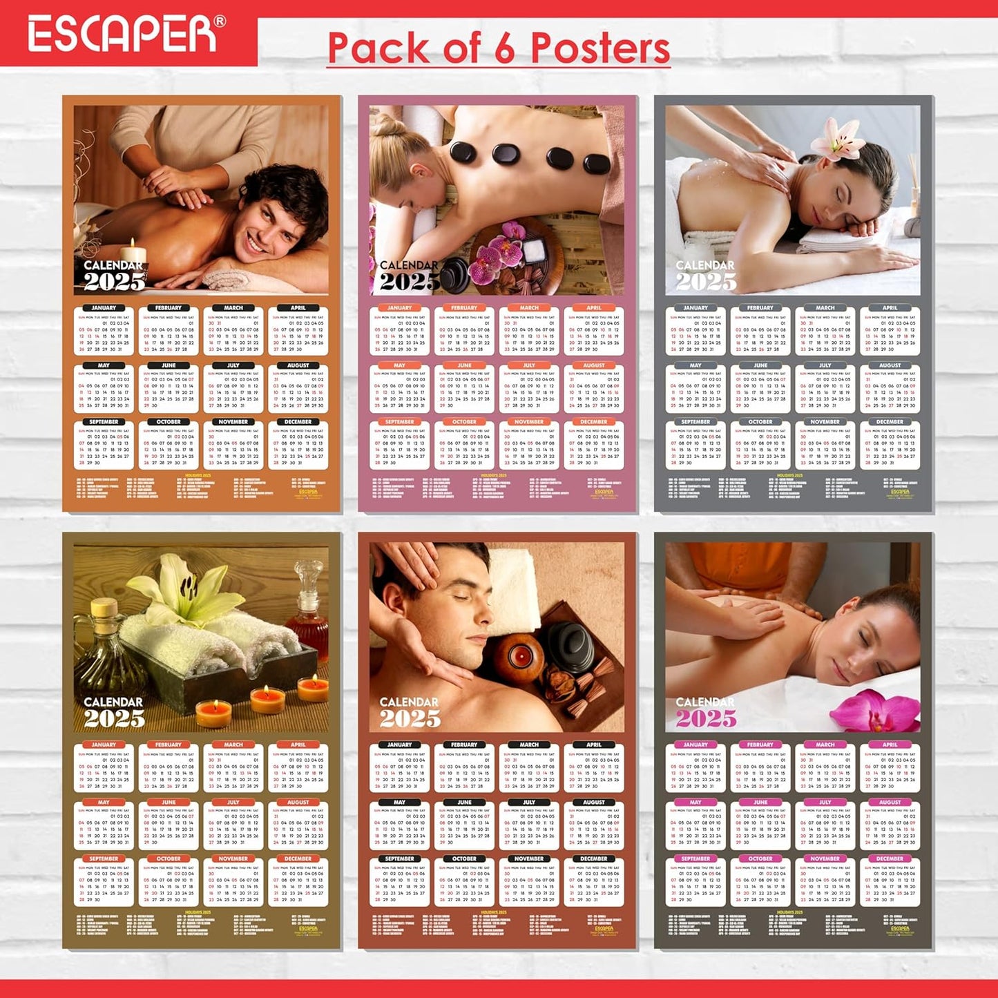 Body Spa Wall Calendar 2025