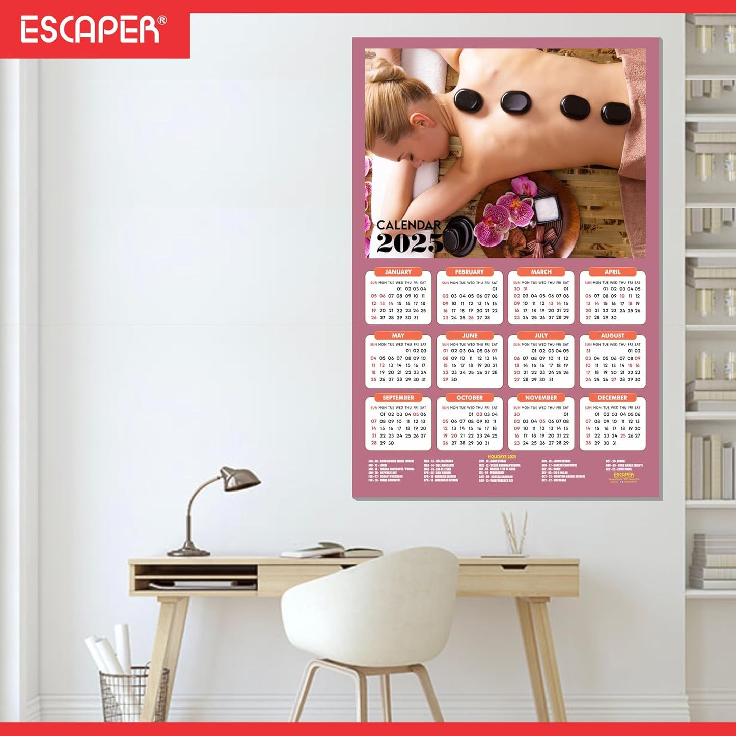 Body Spa Wall Calendar 2025