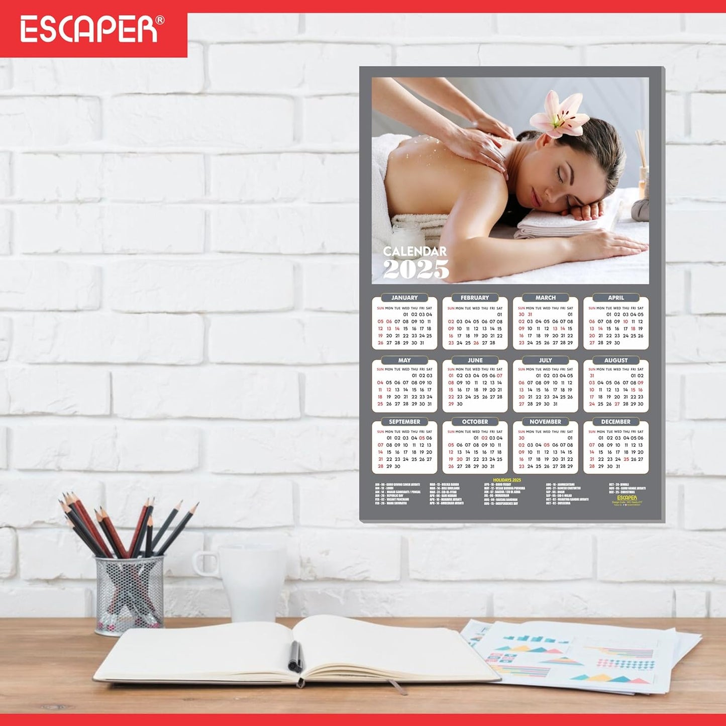 Body Spa Wall Calendar 2025